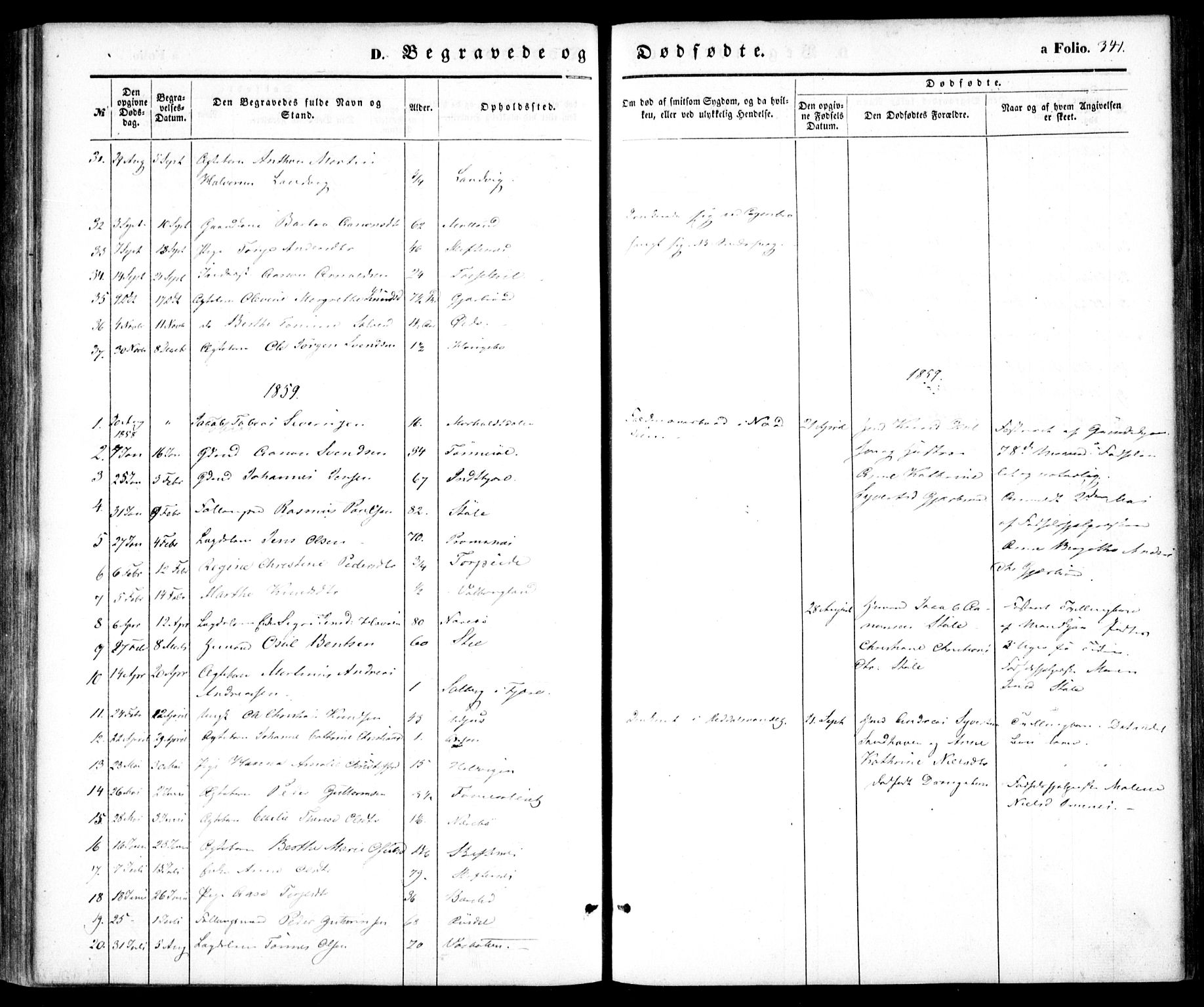 Hommedal sokneprestkontor, SAK/1111-0023/F/Fa/Fab/L0004: Ministerialbok nr. A 4, 1848-1860, s. 341