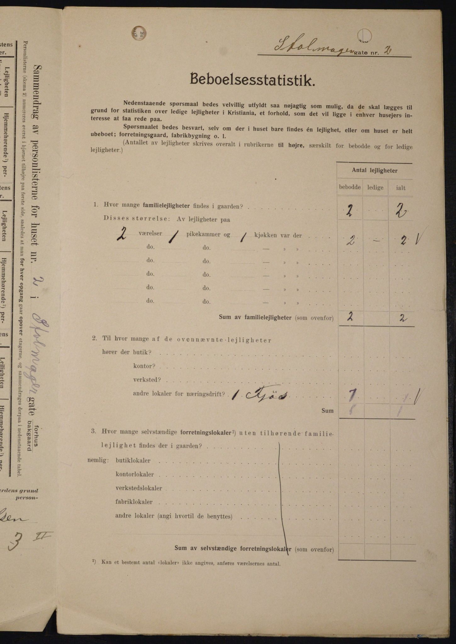 OBA, Kommunal folketelling 1.2.1909 for Kristiania kjøpstad, 1909, s. 92786