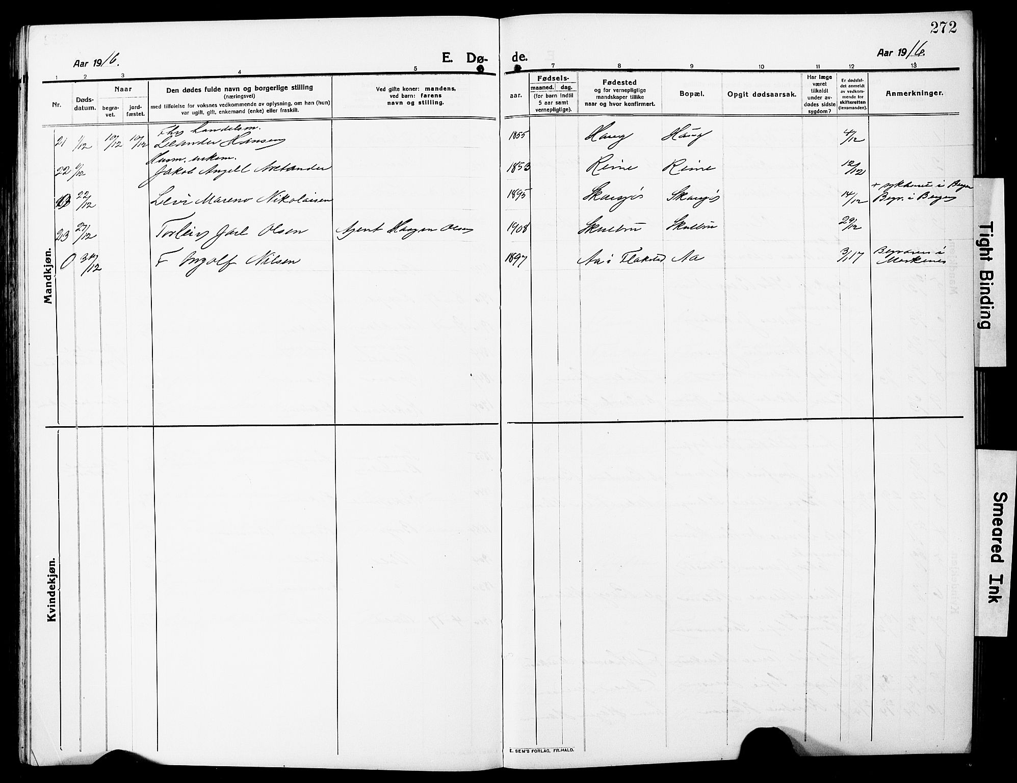 Ministerialprotokoller, klokkerbøker og fødselsregistre - Nordland, AV/SAT-A-1459/881/L1169: Klokkerbok nr. 881C06, 1912-1930, s. 272