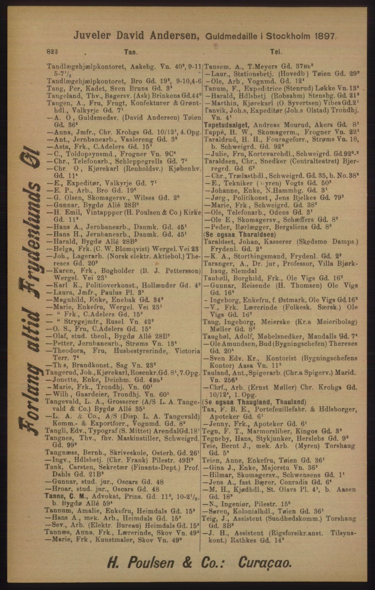 Kristiania/Oslo adressebok, PUBL/-, 1905, s. 822