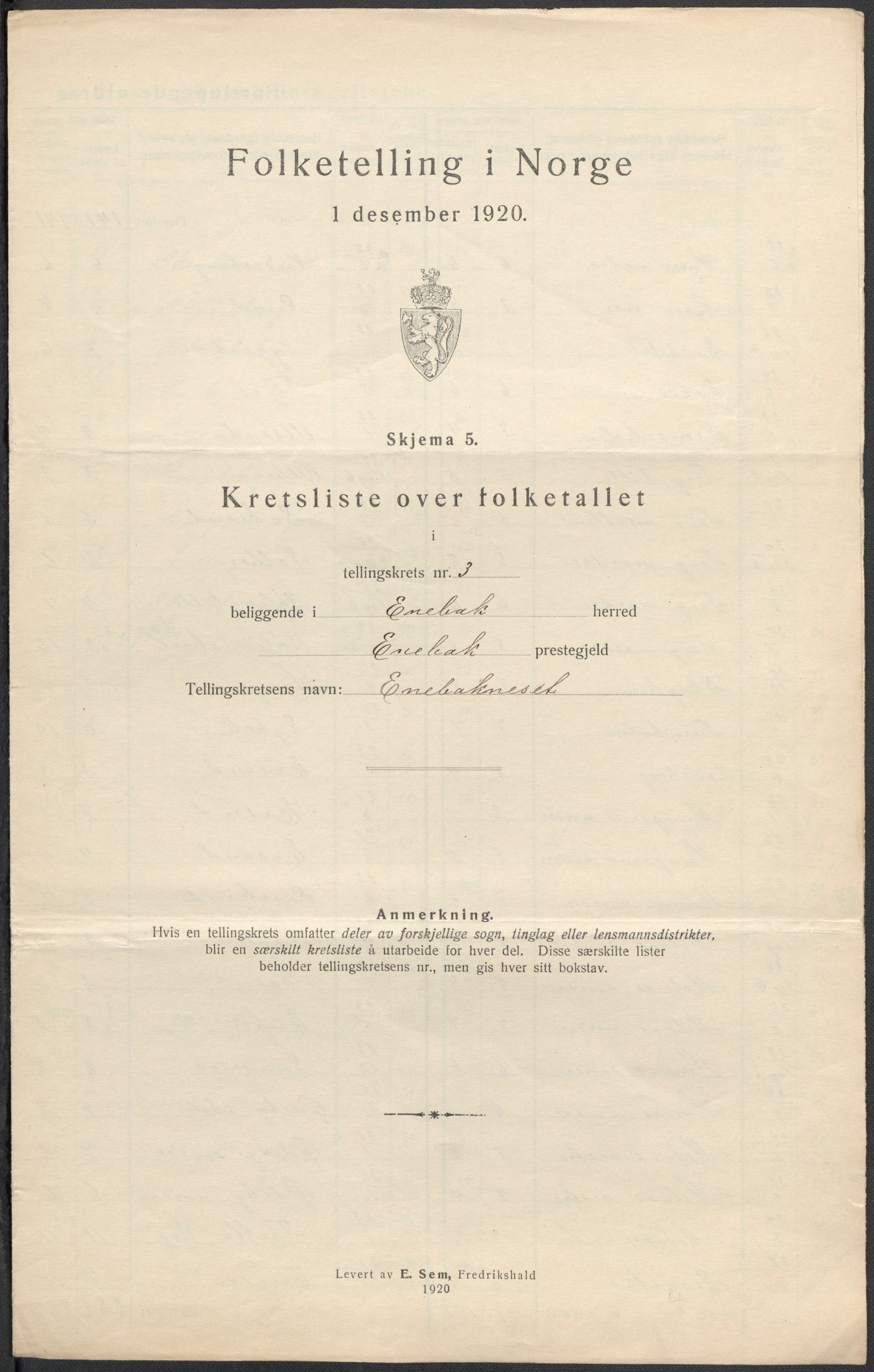 SAO, Folketelling 1920 for 0229 Enebakk herred, 1920, s. 18