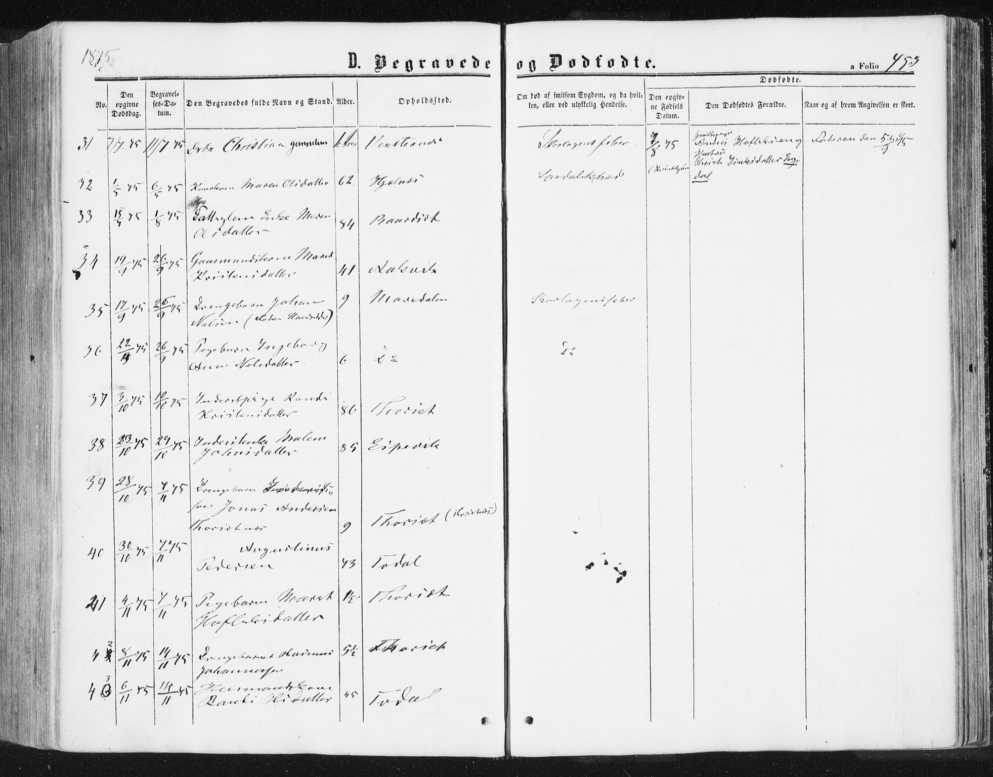 Ministerialprotokoller, klokkerbøker og fødselsregistre - Møre og Romsdal, AV/SAT-A-1454/578/L0905: Ministerialbok nr. 578A04, 1859-1877, s. 453