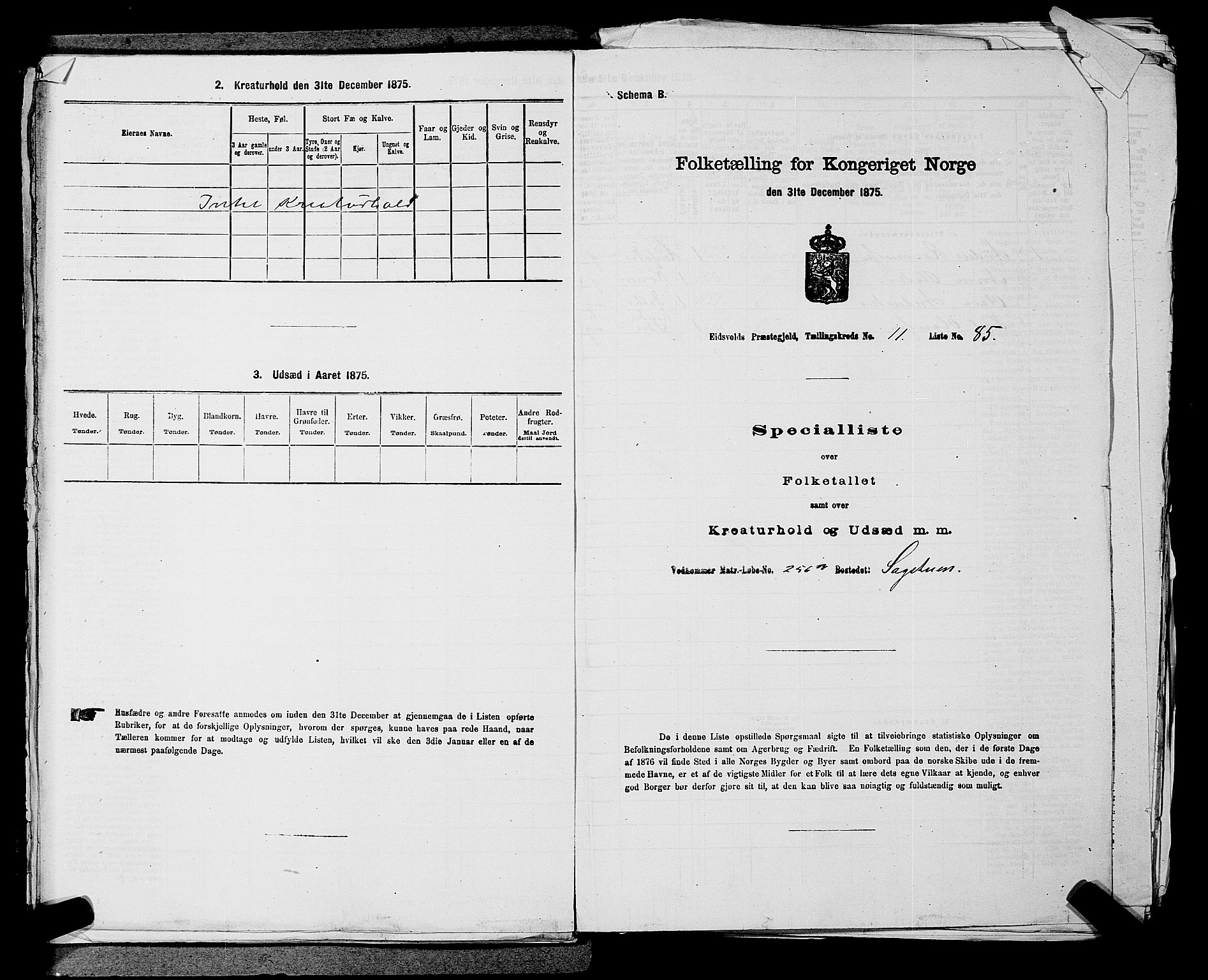 RA, Folketelling 1875 for 0237P Eidsvoll prestegjeld, 1875, s. 1845