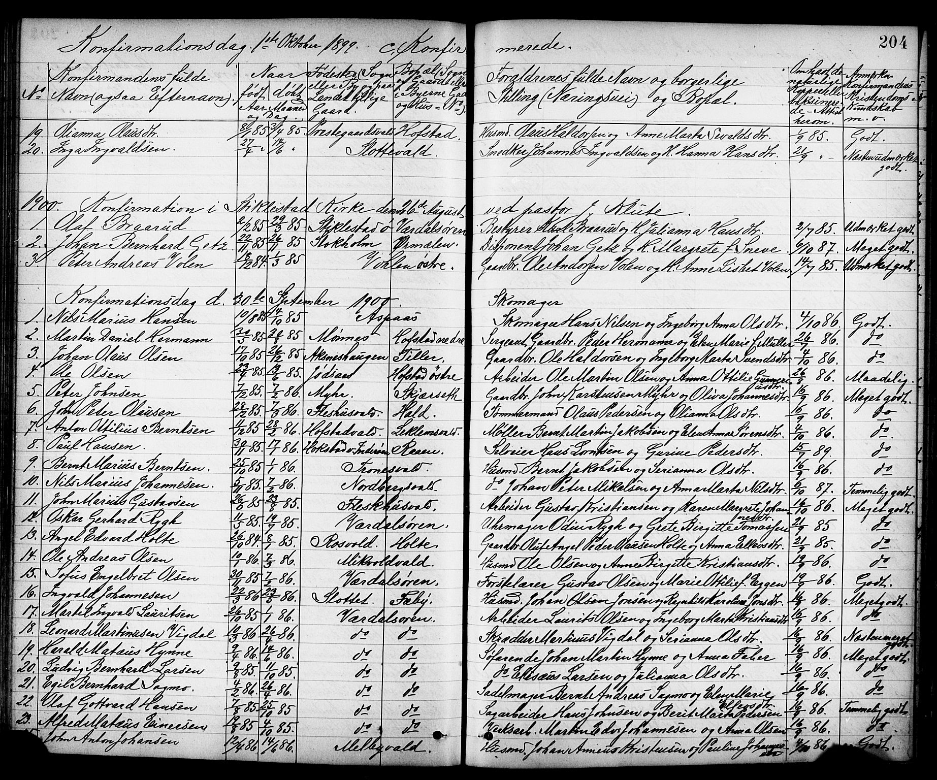 Ministerialprotokoller, klokkerbøker og fødselsregistre - Nord-Trøndelag, AV/SAT-A-1458/723/L0257: Klokkerbok nr. 723C05, 1890-1907, s. 204