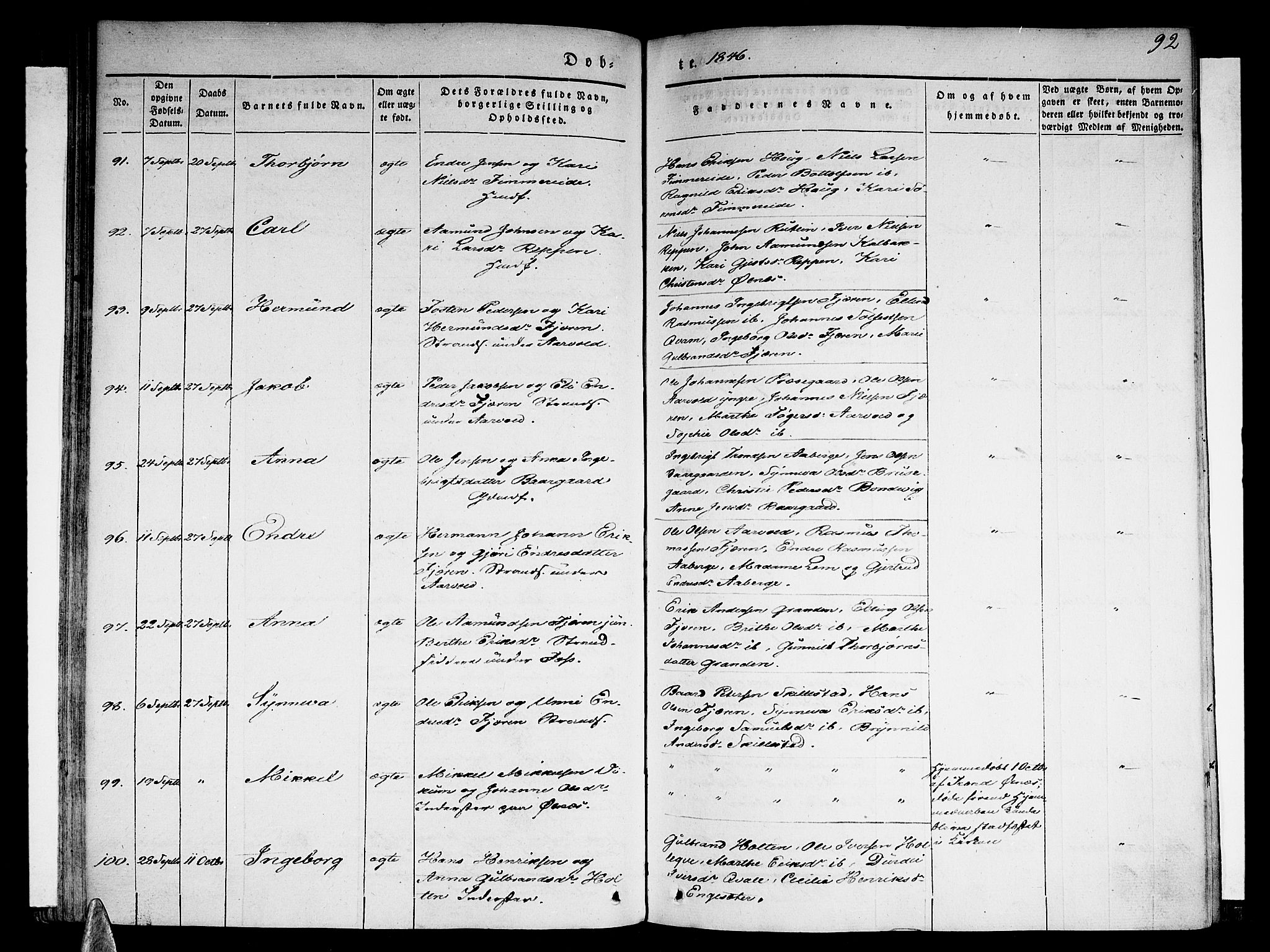 Sogndal sokneprestembete, SAB/A-81301/H/Haa/Haaa/L0011: Ministerialbok nr. A 11, 1839-1847, s. 92