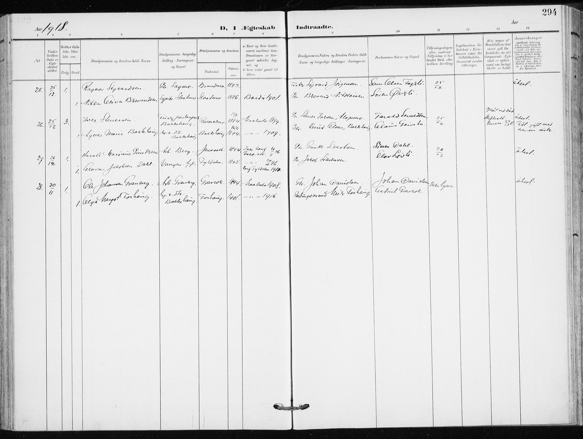 Målselv sokneprestembete, AV/SATØ-S-1311/G/Ga/Gaa/L0011kirke: Ministerialbok nr. 11, 1904-1918, s. 294