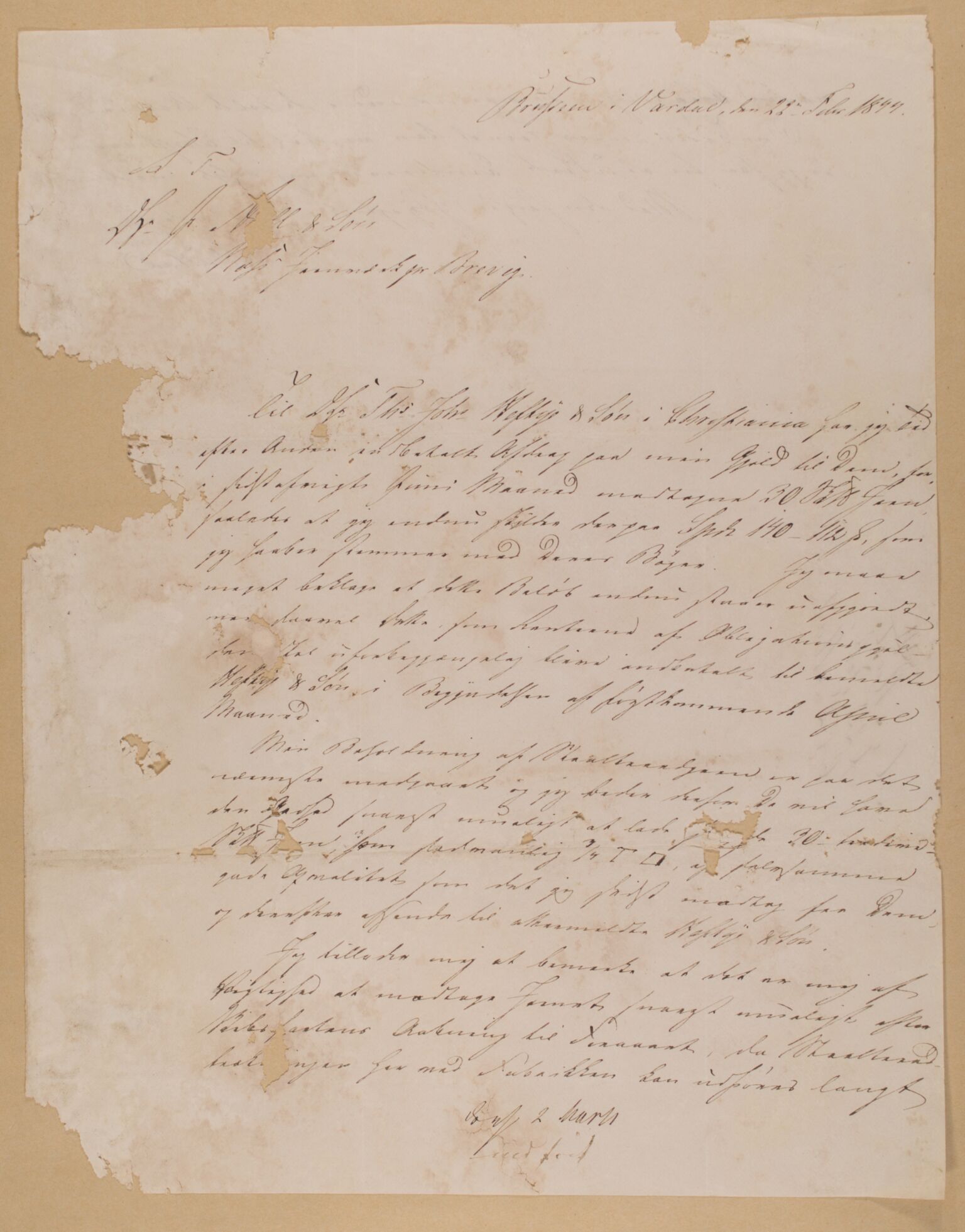 Familien Aalls privatarkiv , NESJ/NJM-005/E-00004/L0019: Inngående brev 1844, del 3, 1844