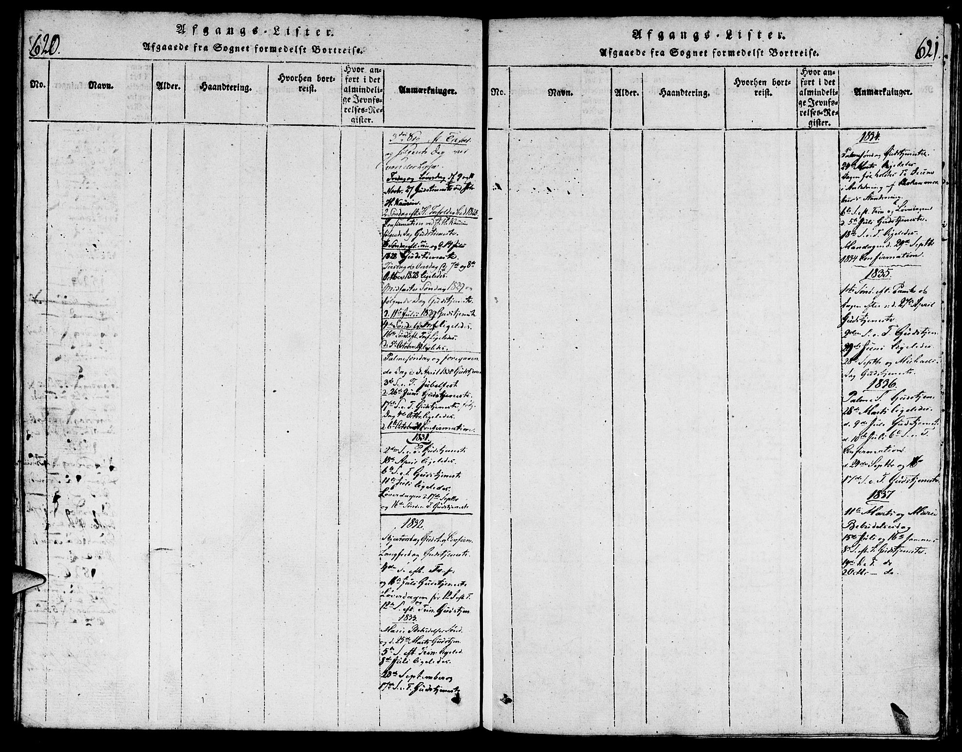 Torvastad sokneprestkontor, SAST/A -101857/H/Ha/Haa/L0003: Ministerialbok nr. A 3 /2, 1817-1837, s. 620-621