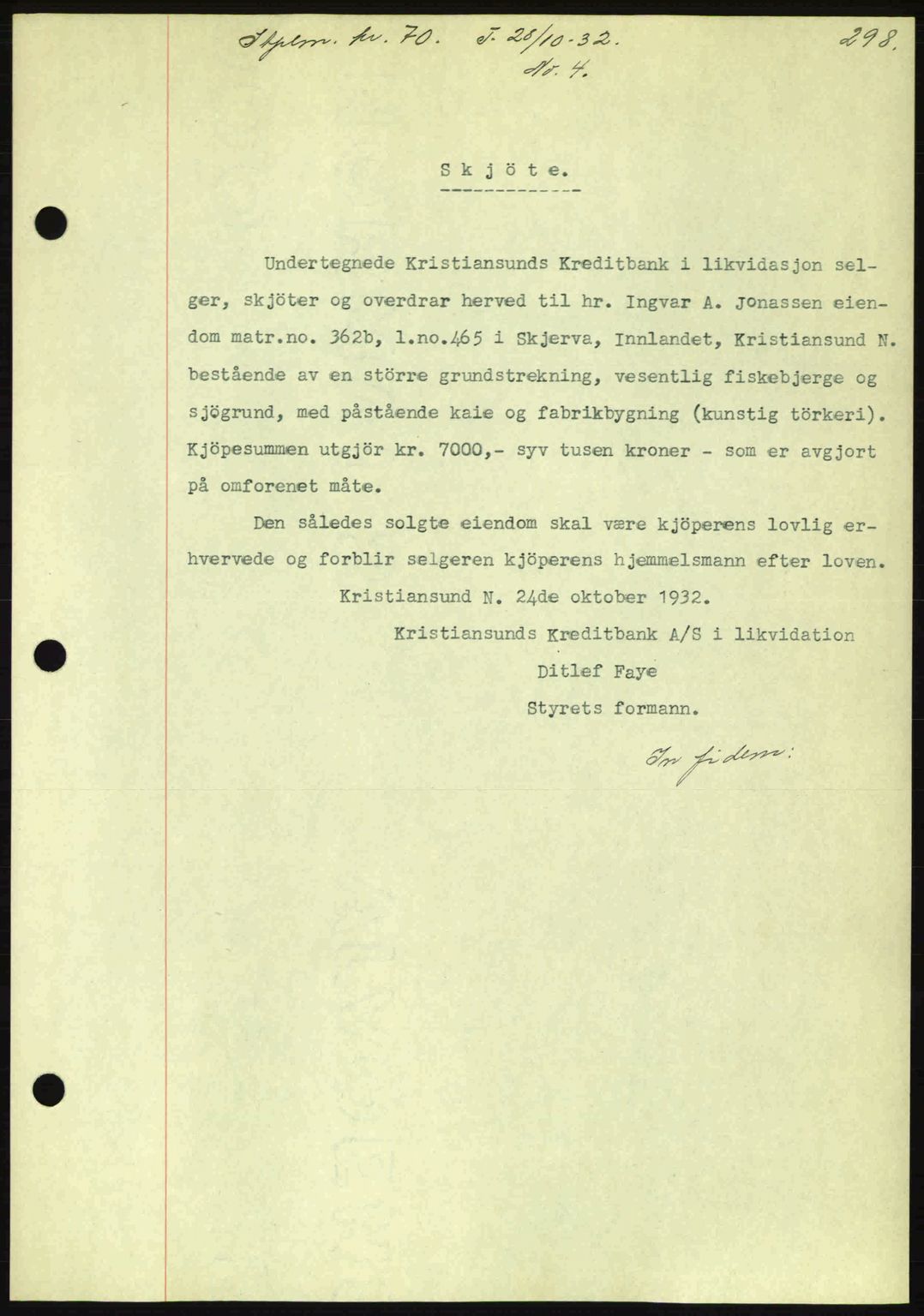 Kristiansund byfogd, SAT/A-4587/A/27: Pantebok nr. 26, 1931-1933, Tingl.dato: 28.10.1932