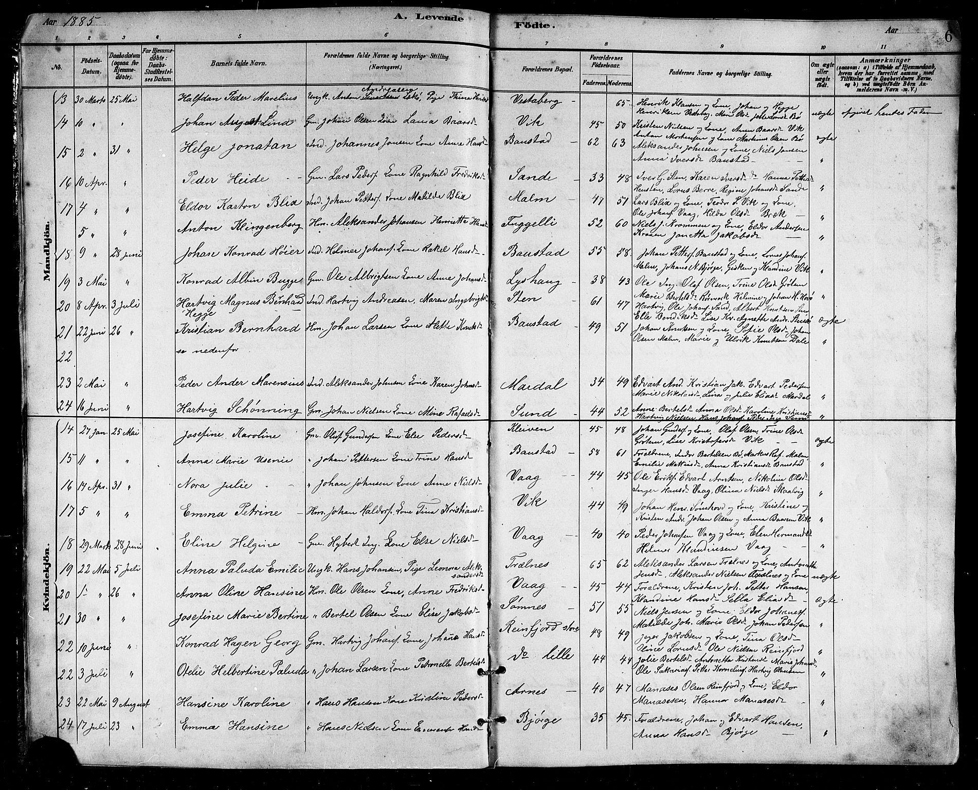 Ministerialprotokoller, klokkerbøker og fødselsregistre - Nordland, AV/SAT-A-1459/812/L0188: Klokkerbok nr. 812C06, 1884-1912, s. 6