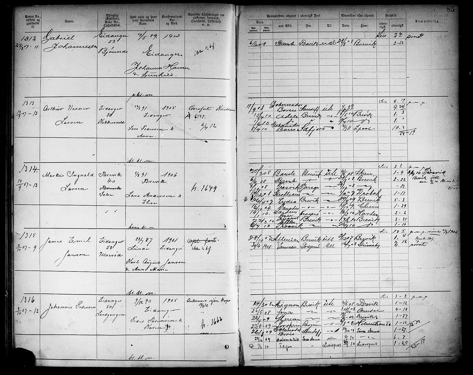 Brevik innrulleringskontor, AV/SAKO-A-833/F/Fa/L0003: Annotasjonsrulle, 1893-1911, s. 88