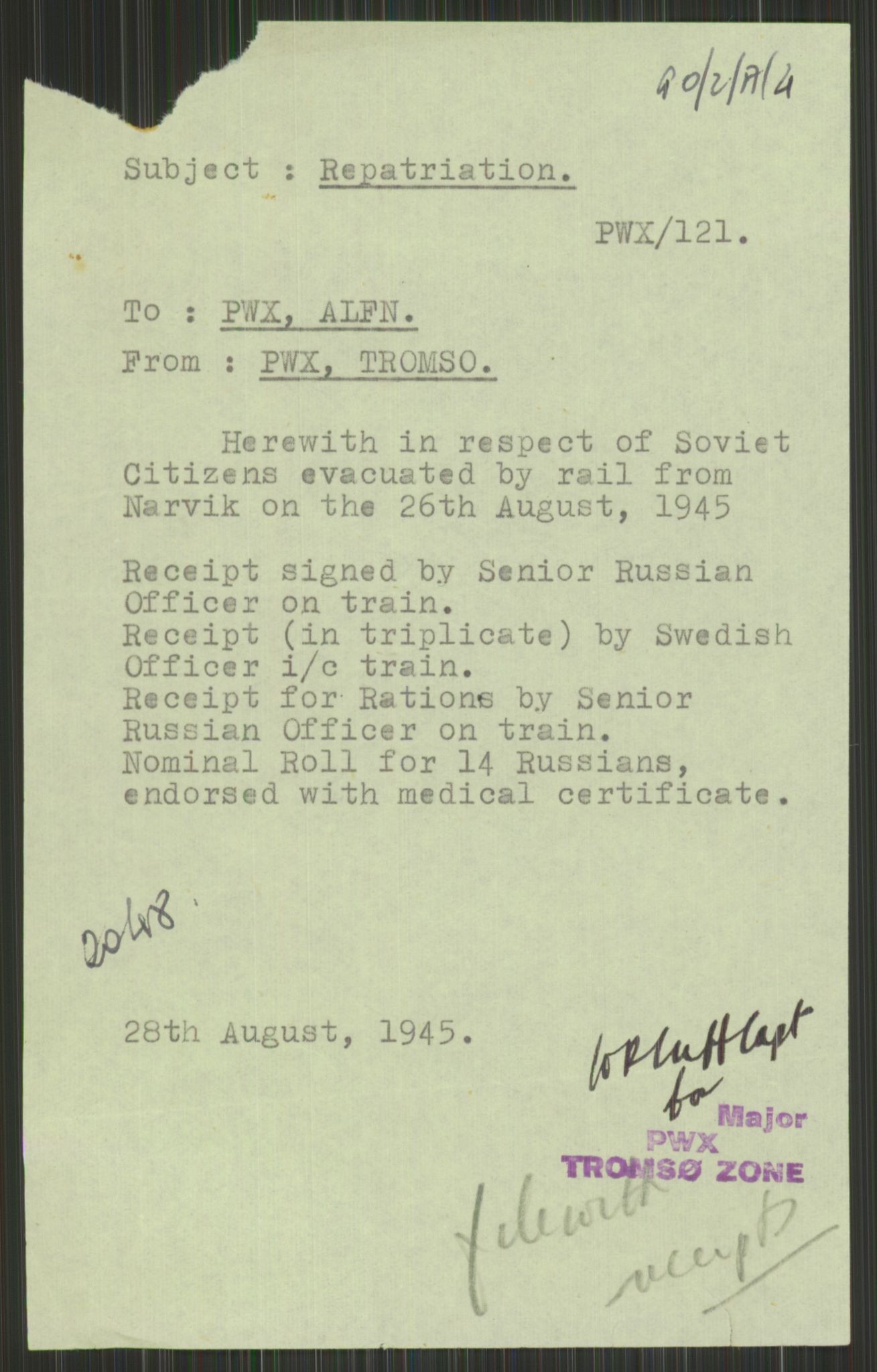 Flyktnings- og fangedirektoratet, Repatrieringskontoret, AV/RA-S-1681/D/Db/L0015: Displaced Persons (DPs) og sivile tyskere, 1945-1948, s. 103