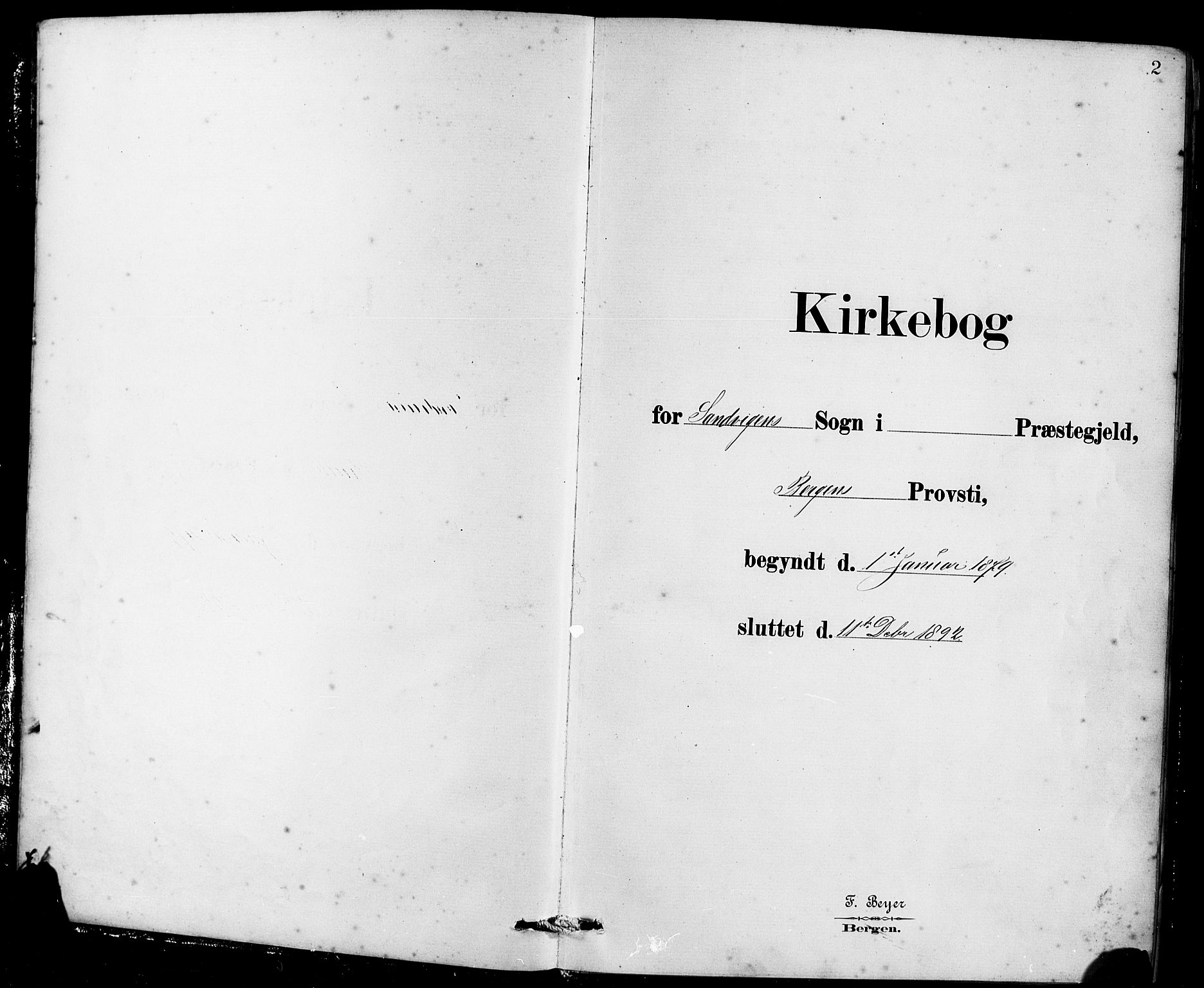 Sandviken Sokneprestembete, SAB/A-77601/H/Hb/L0001: Klokkerbok nr. A 2, 1879-1892, s. 2