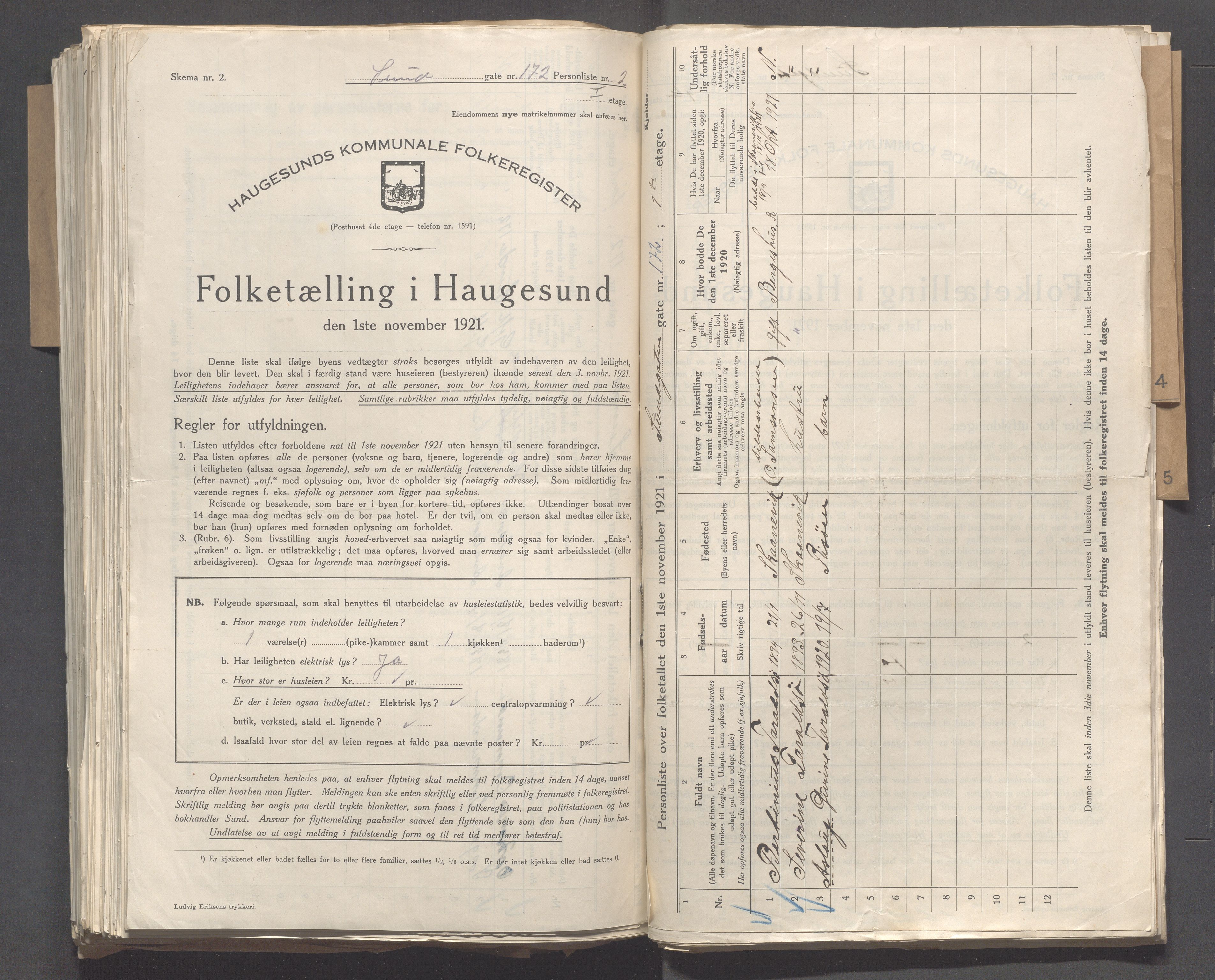 IKAR, Kommunal folketelling 1.11.1921 for Haugesund, 1921, s. 7413