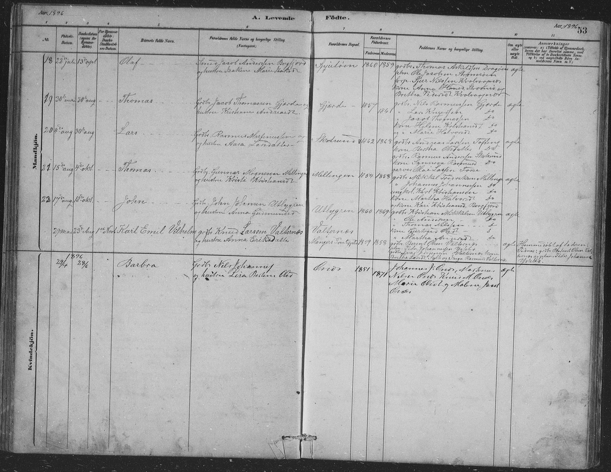 Alversund Sokneprestembete, AV/SAB-A-73901/H/Ha/Hab: Klokkerbok nr. B 3, 1881-1896, s. 53