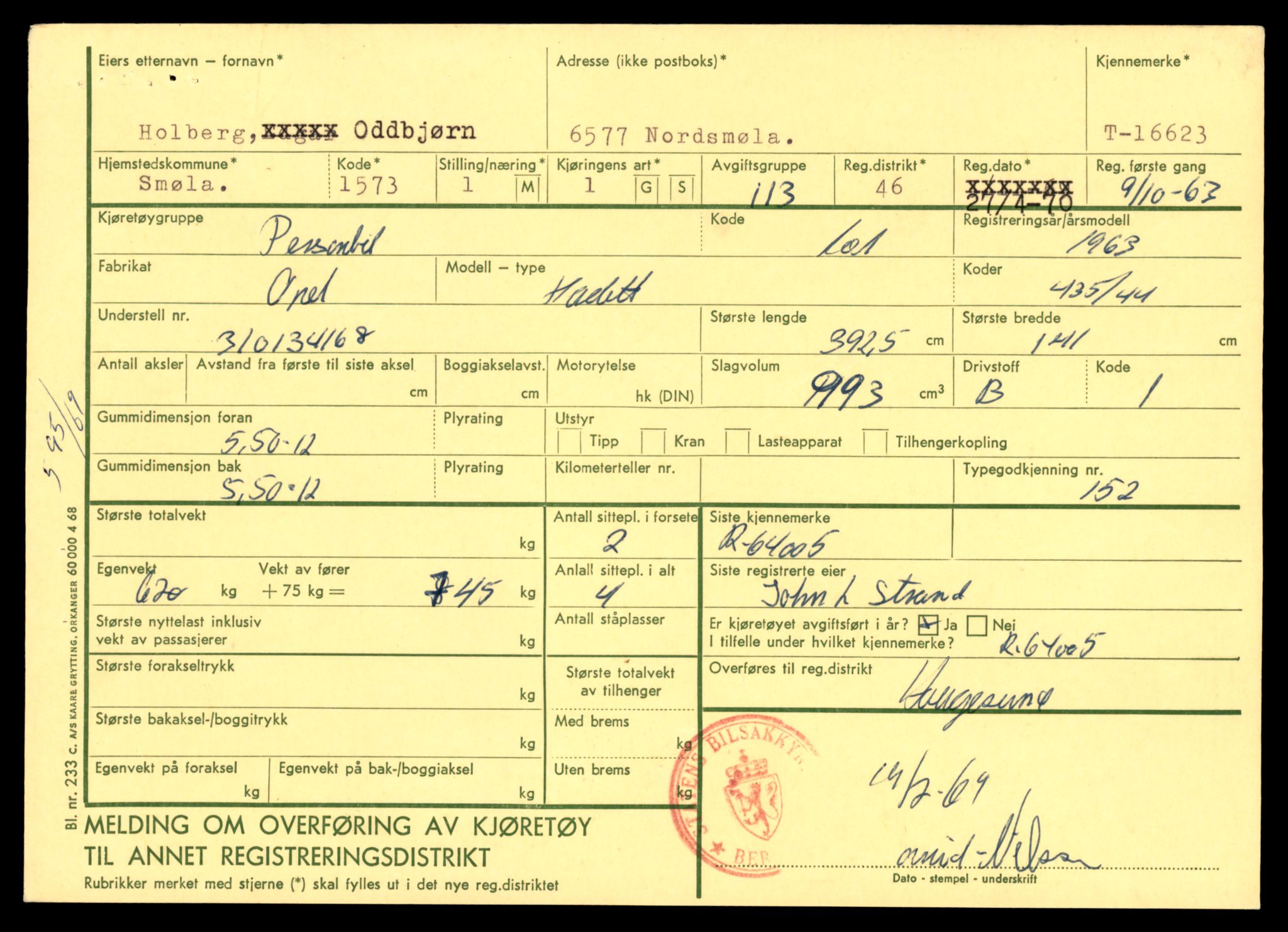 Møre og Romsdal vegkontor - Ålesund trafikkstasjon, AV/SAT-A-4099/F/Fe/L0049: Registreringskort for kjøretøy T 14864 - T 18613, 1927-1998, s. 3293