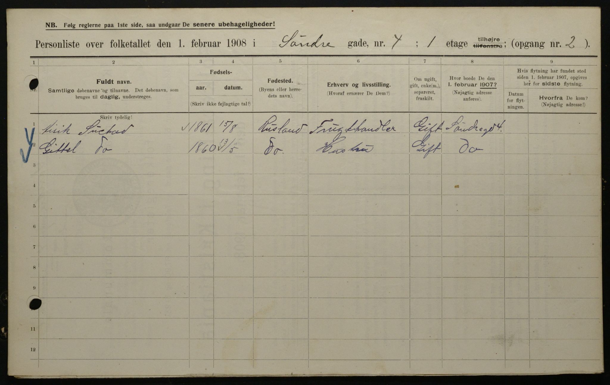 OBA, Kommunal folketelling 1.2.1908 for Kristiania kjøpstad, 1908, s. 95584