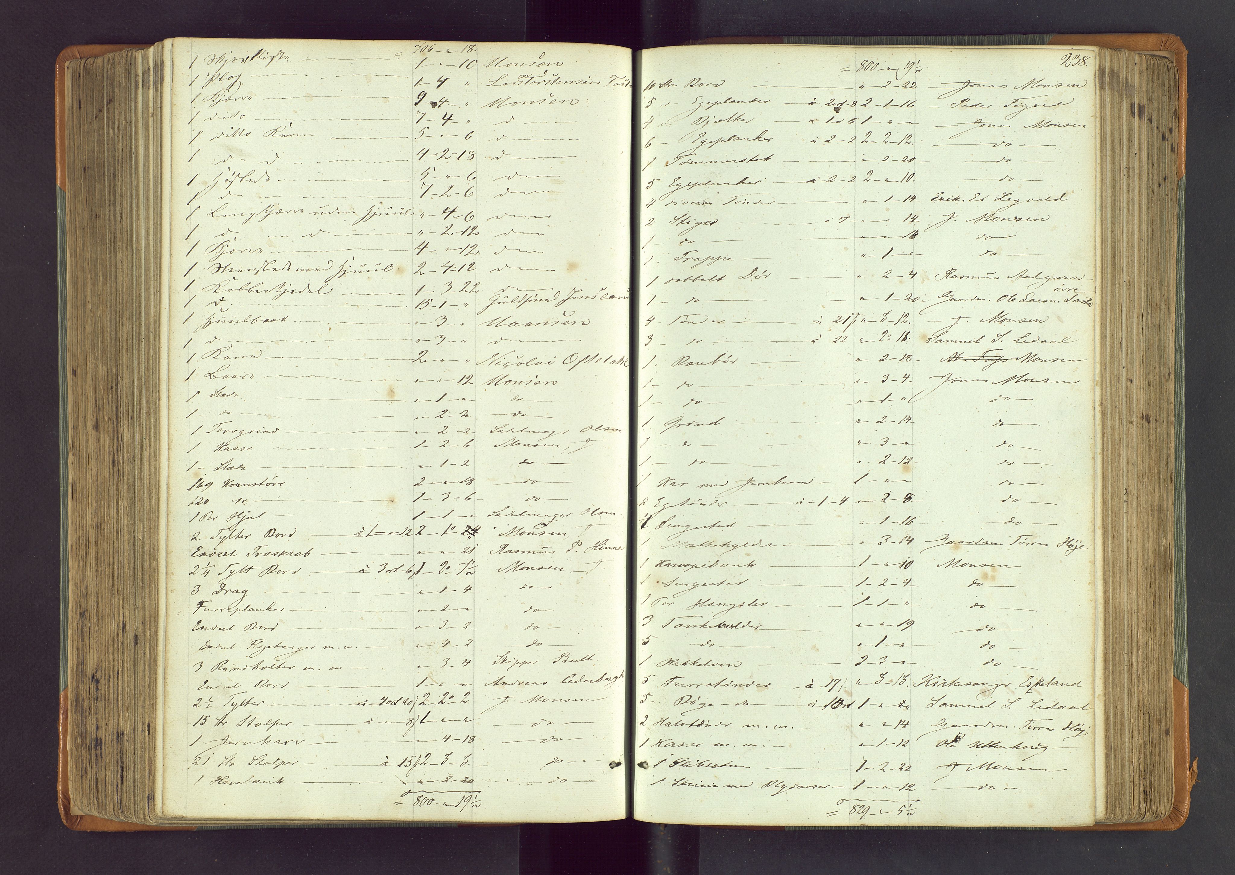 Stavanger byfogd, AV/SAST-A-101408/001/5/50/503BA/L0002: Registreringsprotokoll, 1846-1864, s. 238