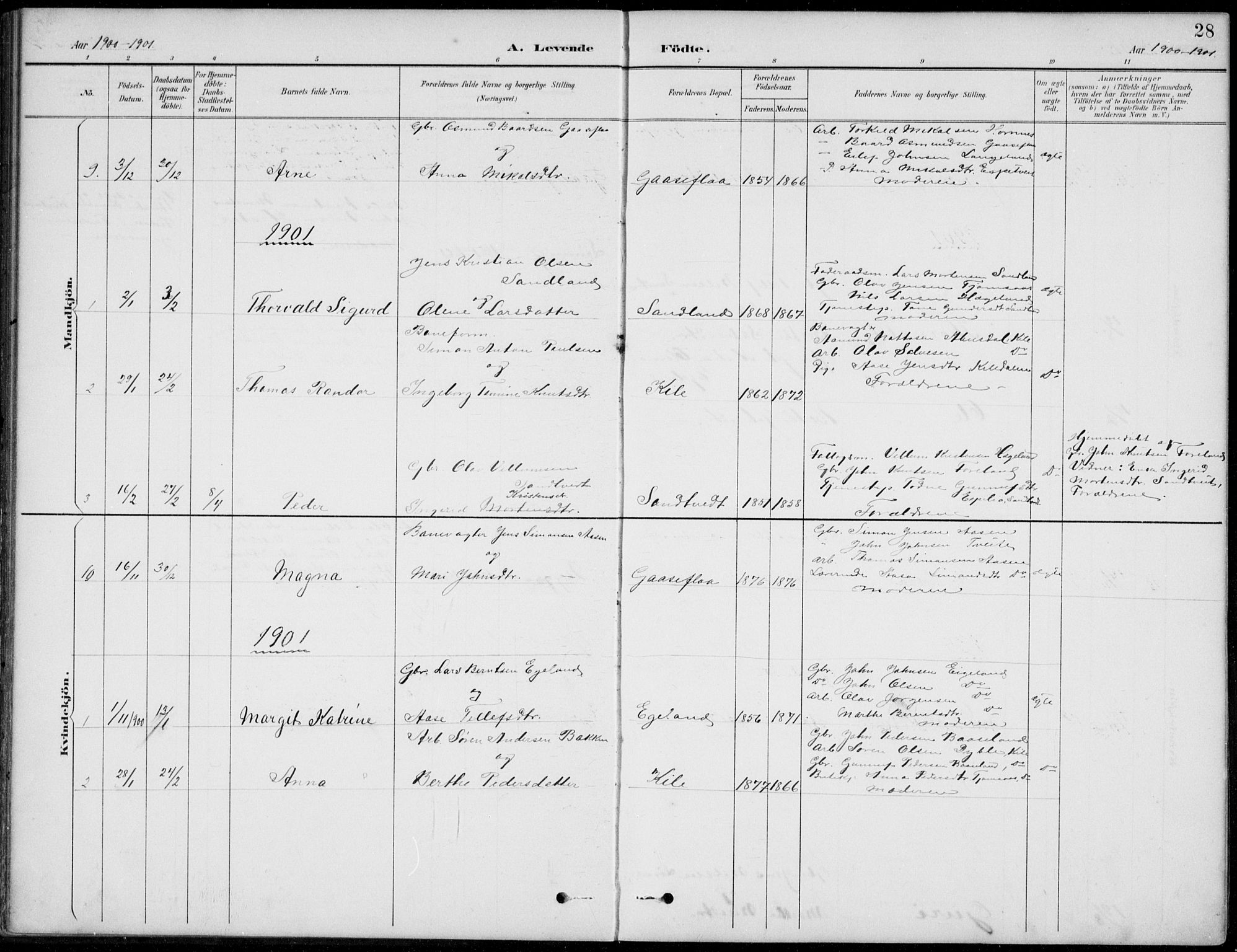 Vennesla sokneprestkontor, AV/SAK-1111-0045/Fb/Fba/L0003: Klokkerbok nr. B 3, 1890-1919, s. 28