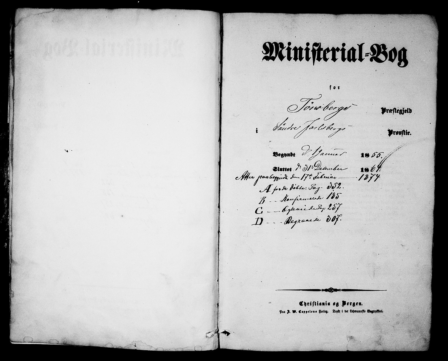 Tønsberg kirkebøker, AV/SAKO-A-330/G/Ga/L0003: Klokkerbok nr. 3, 1855-1864