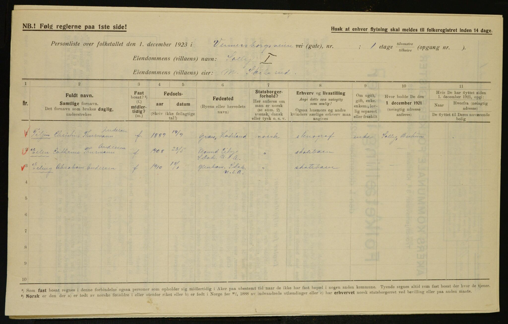 , Kommunal folketelling 1.12.1923 for Aker, 1923, s. 6775