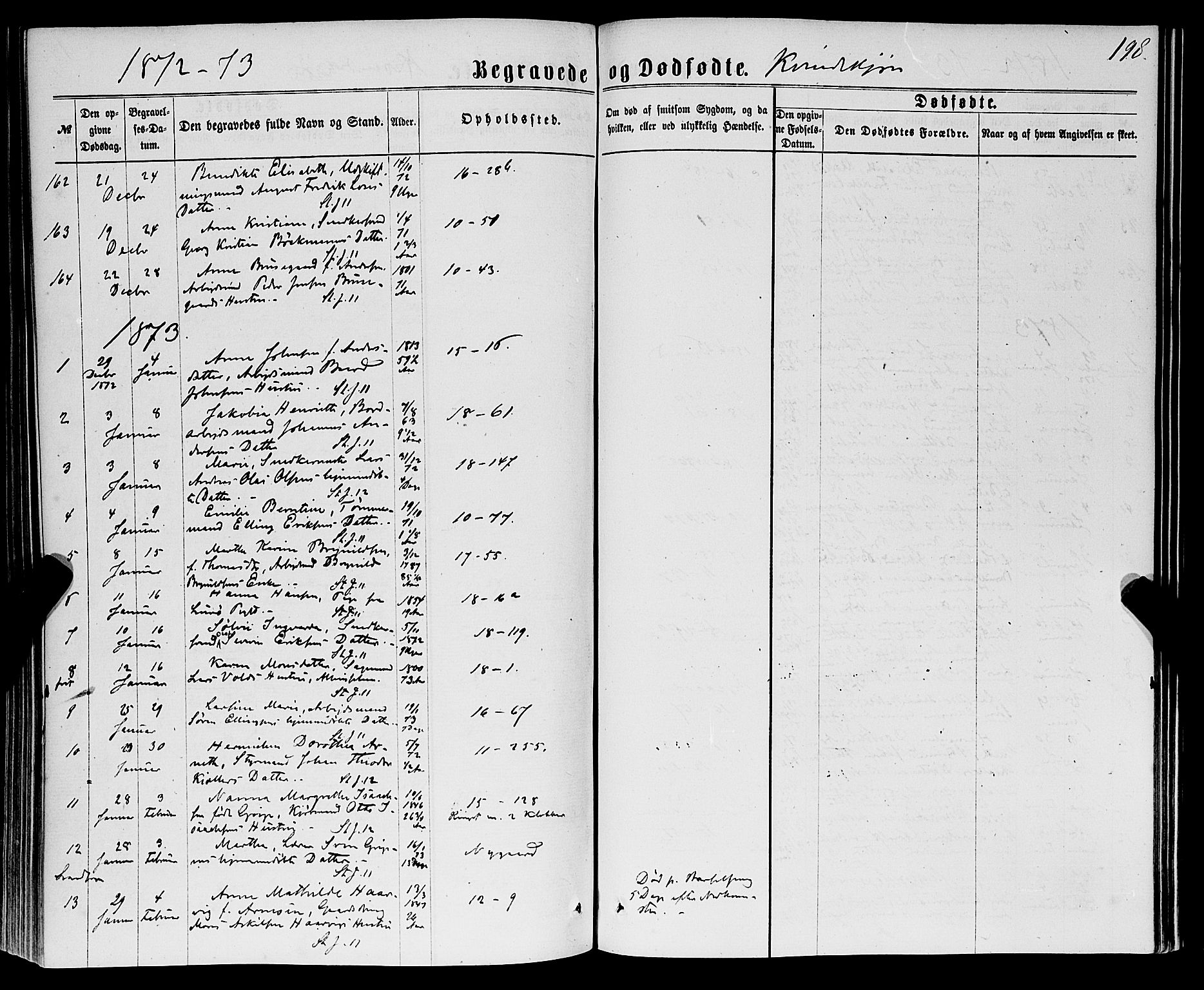 Domkirken sokneprestembete, AV/SAB-A-74801/H/Haa/L0042: Ministerialbok nr. E 3, 1863-1876, s. 198
