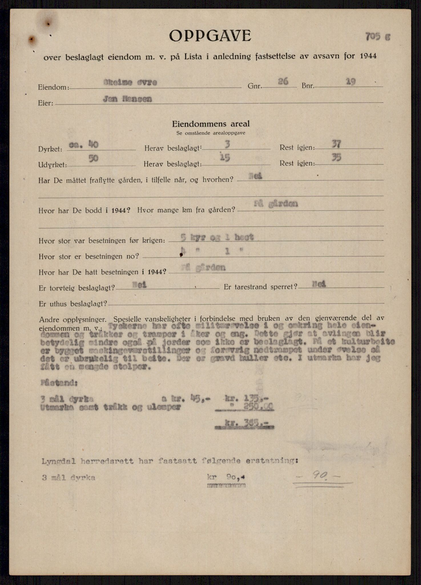 Forsvarsdepartementet, 10. kontor / Oppgjørskontoret, AV/RA-RAFA-1225/D/Db/L0178: Lista oppgjørskontor, 1941-1947, s. 1770