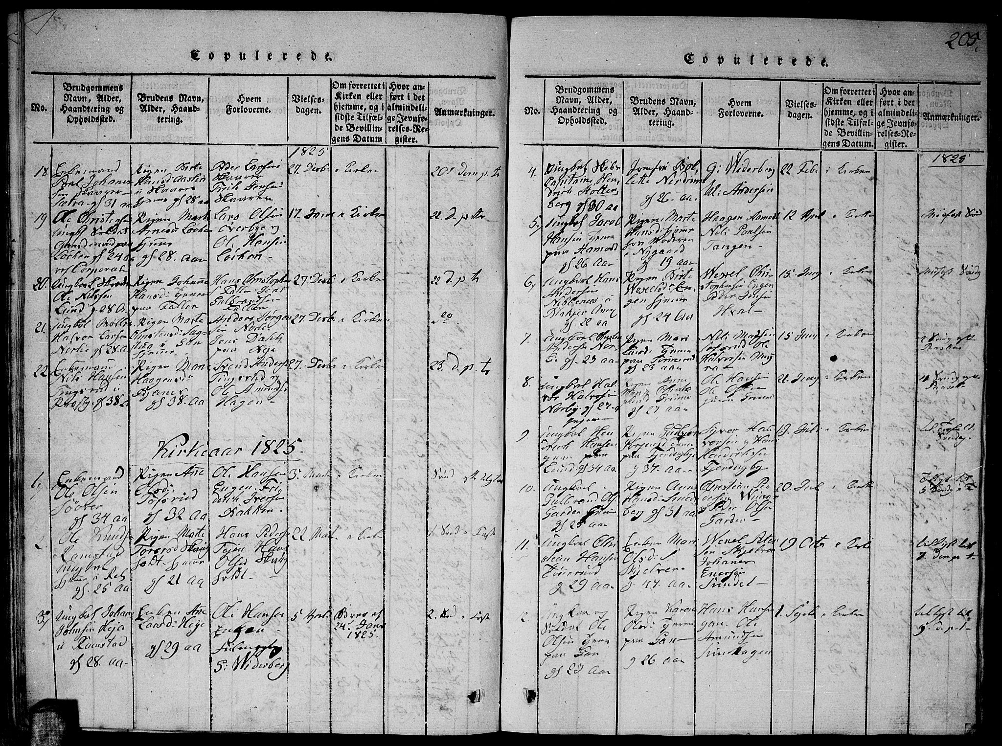 Fet prestekontor Kirkebøker, SAO/A-10370a/G/Ga/L0001: Klokkerbok nr. I 1, 1815-1842, s. 205