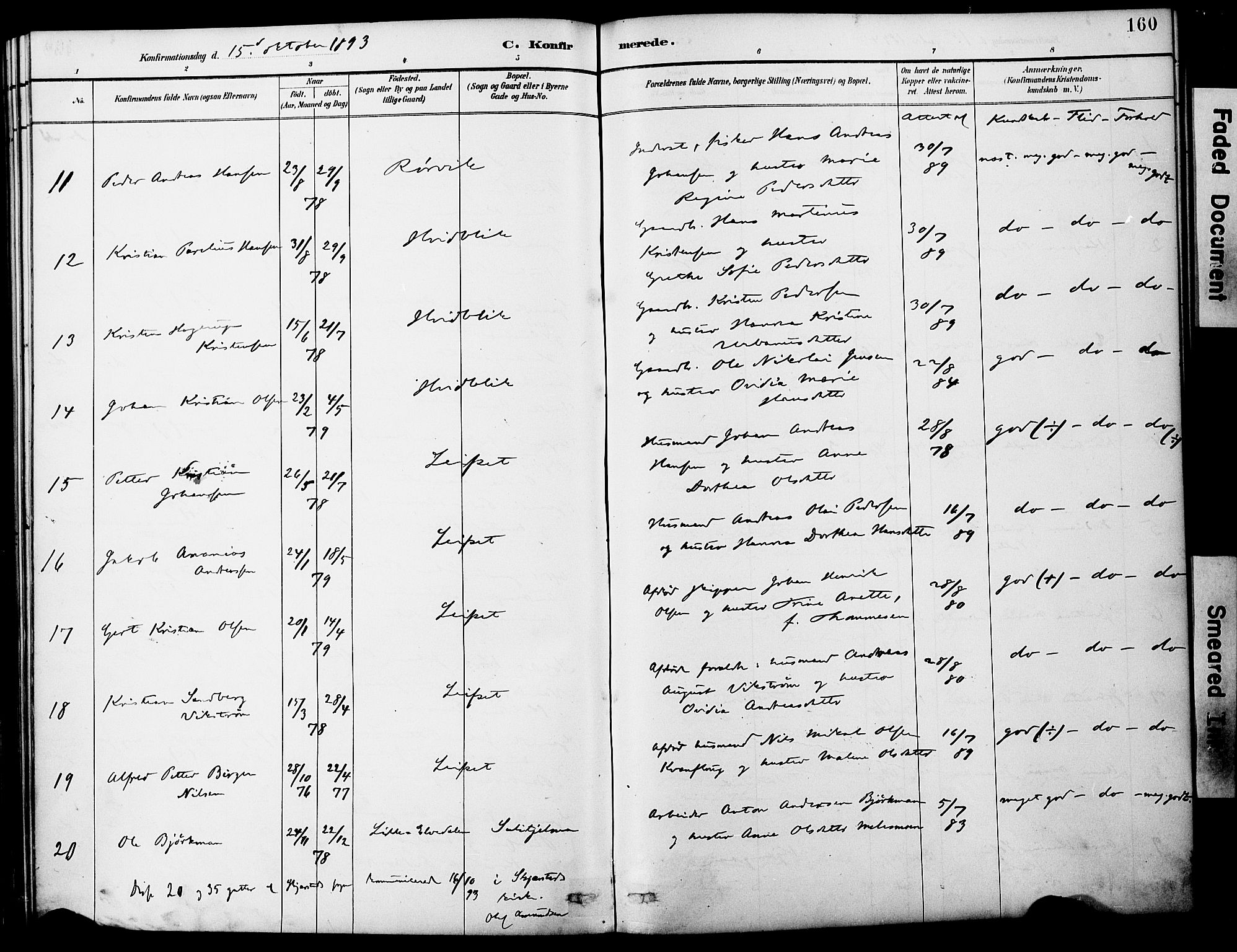 Ministerialprotokoller, klokkerbøker og fødselsregistre - Nordland, AV/SAT-A-1459/849/L0690: Ministerialbok nr. 849A02, 1890-1897, s. 160