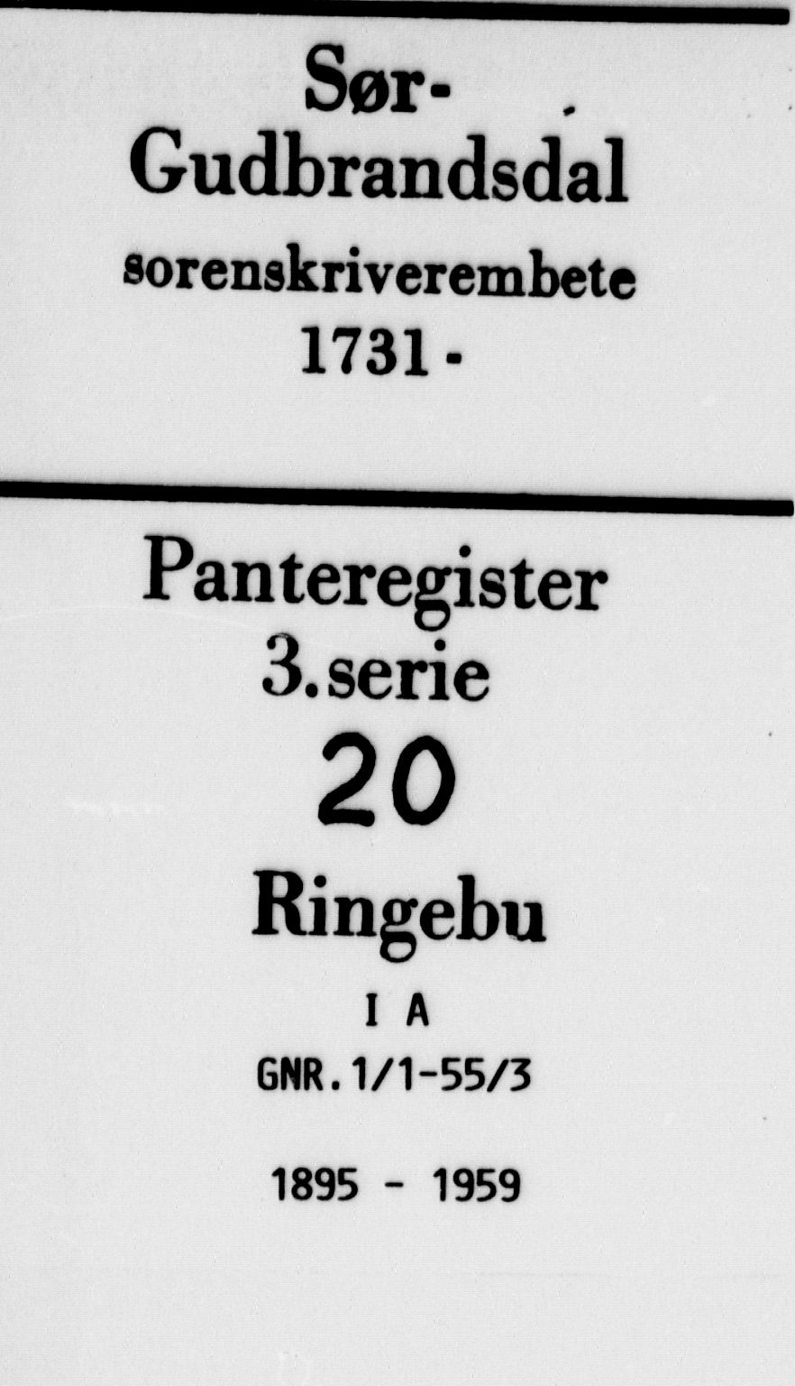 Sør-Gudbrandsdal tingrett, SAH/TING-004/H/Ha/Hai/L0020A: Panteregister nr. 3.20A, 1895-1959