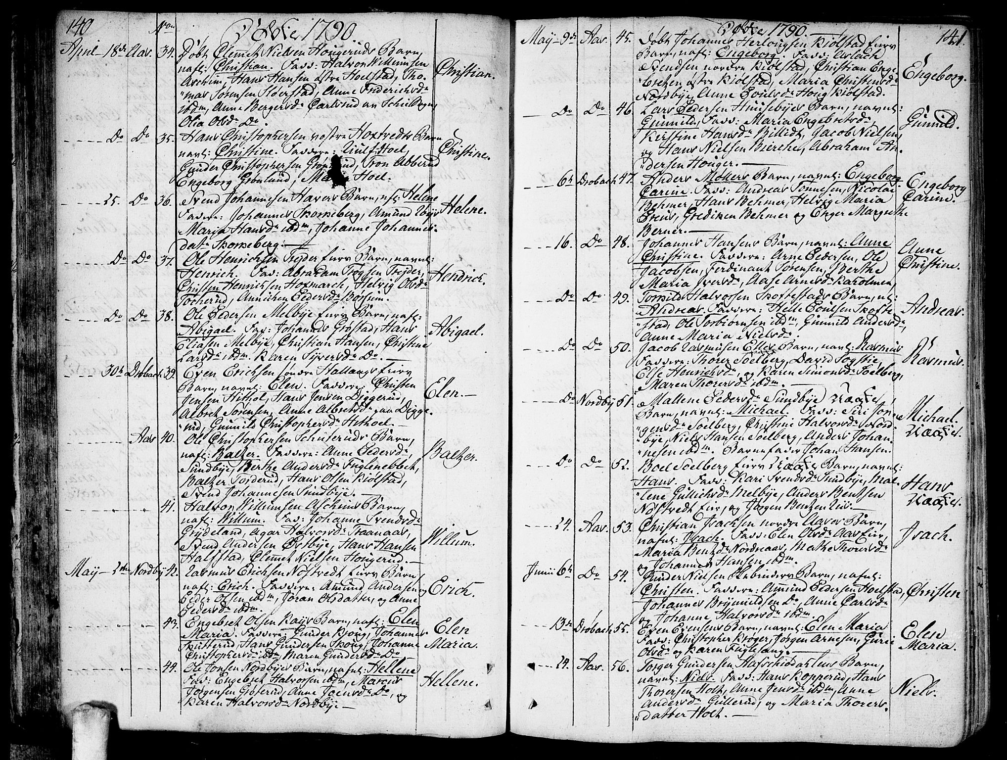 Ås prestekontor Kirkebøker, AV/SAO-A-10894/F/Fa/L0002: Ministerialbok nr. I 2, 1778-1813, s. 140-141