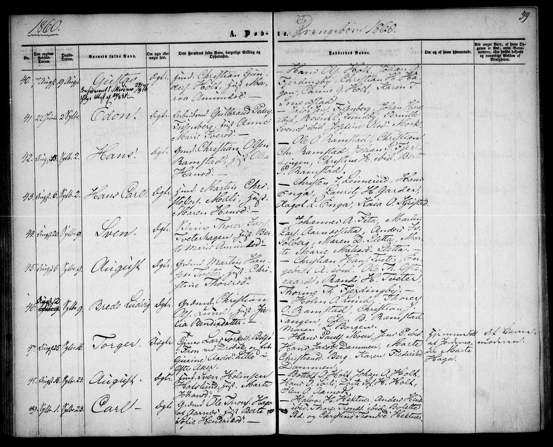 Fet prestekontor Kirkebøker, AV/SAO-A-10370a/F/Fa/L0011: Ministerialbok nr. I 11, 1857-1866, s. 39
