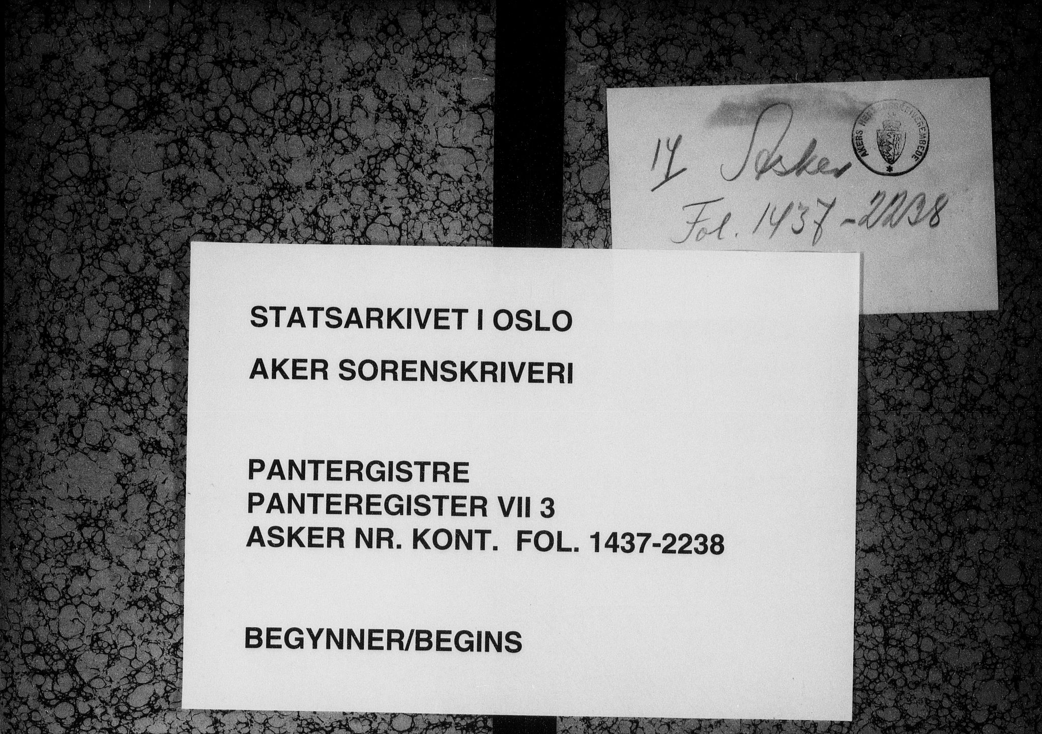 Aker sorenskriveri, SAO/A-10895/G/Ga/Gab/Gabg/L0003: Panteregister nr. VII 3, 1843-1895