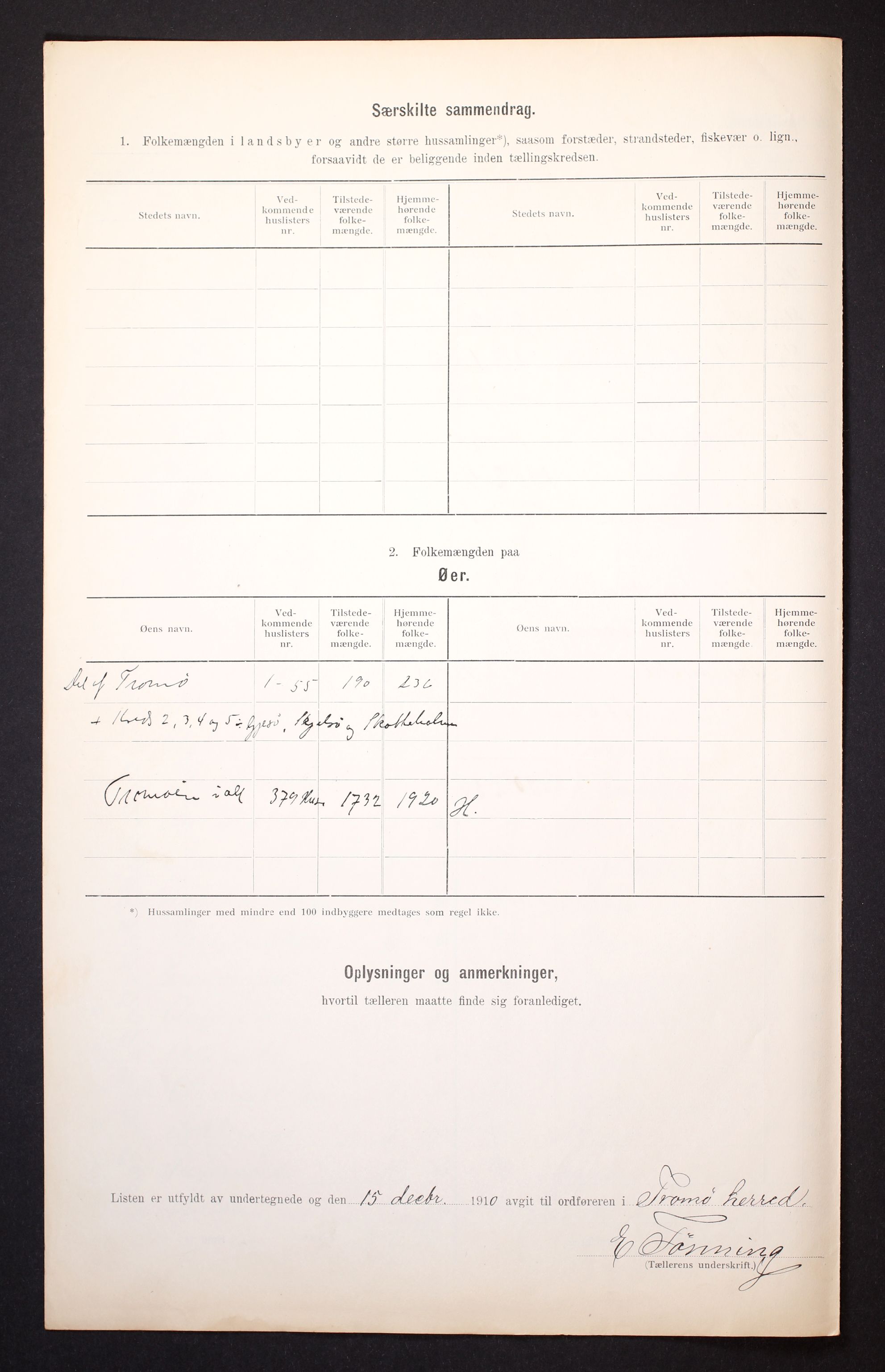 RA, Folketelling 1910 for 0921 Tromøy herred, 1910, s. 6