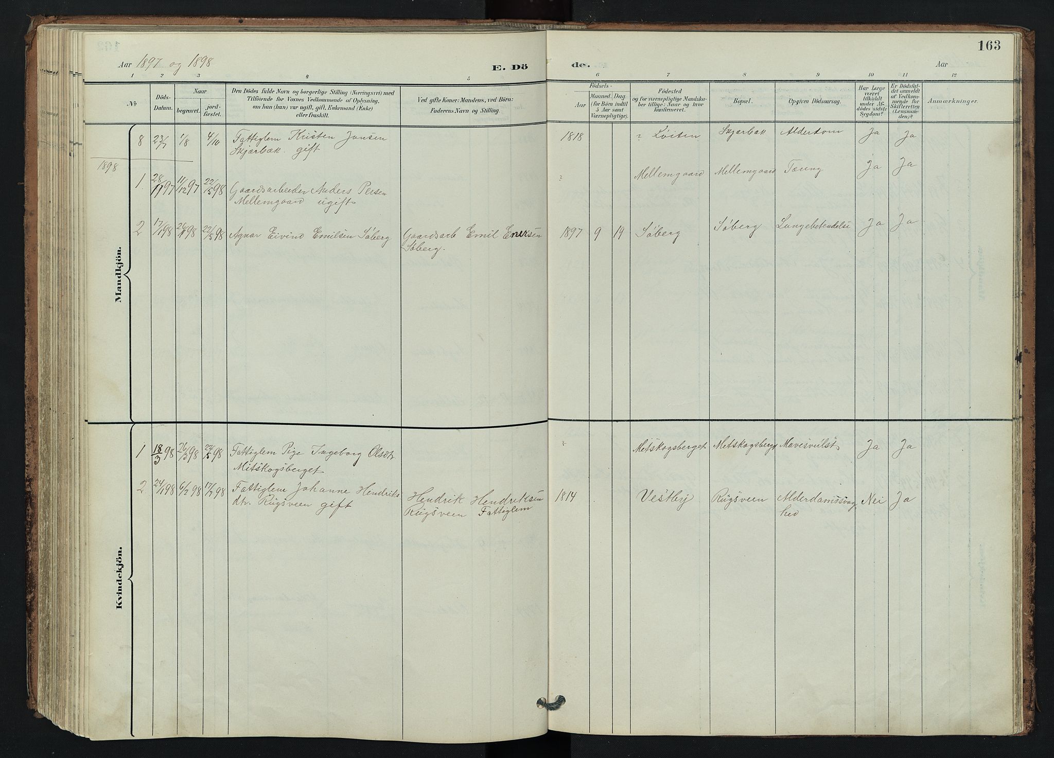 Trysil prestekontor, AV/SAH-PREST-046/H/Ha/Hab/L0007: Klokkerbok nr. 7, 1896-1948, s. 163