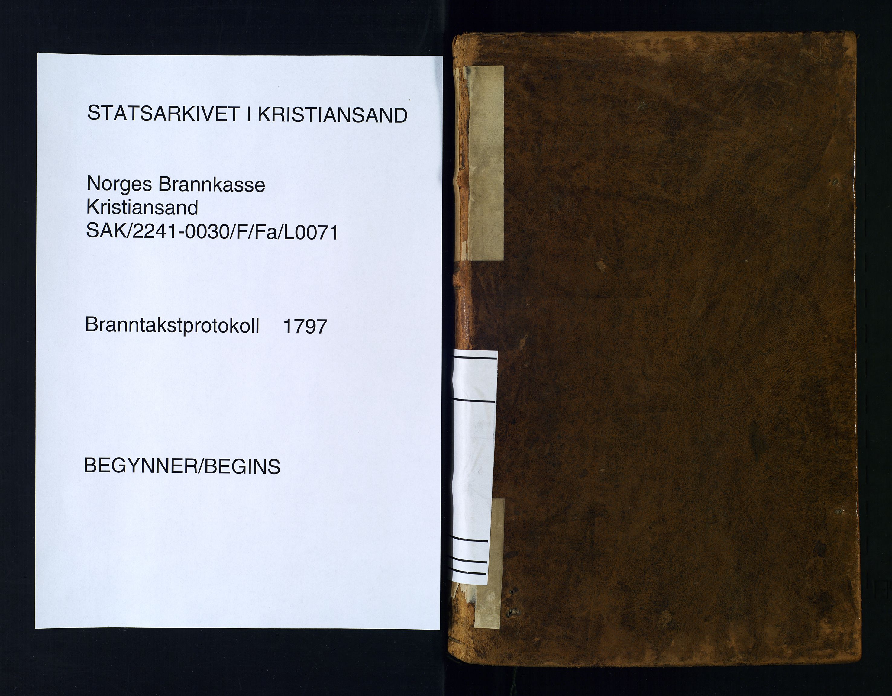 Norges Brannkasse Kristiansand, SAK/2241-0030/F/Fa/L0071: Branntakstprotokoll dublett, 1797