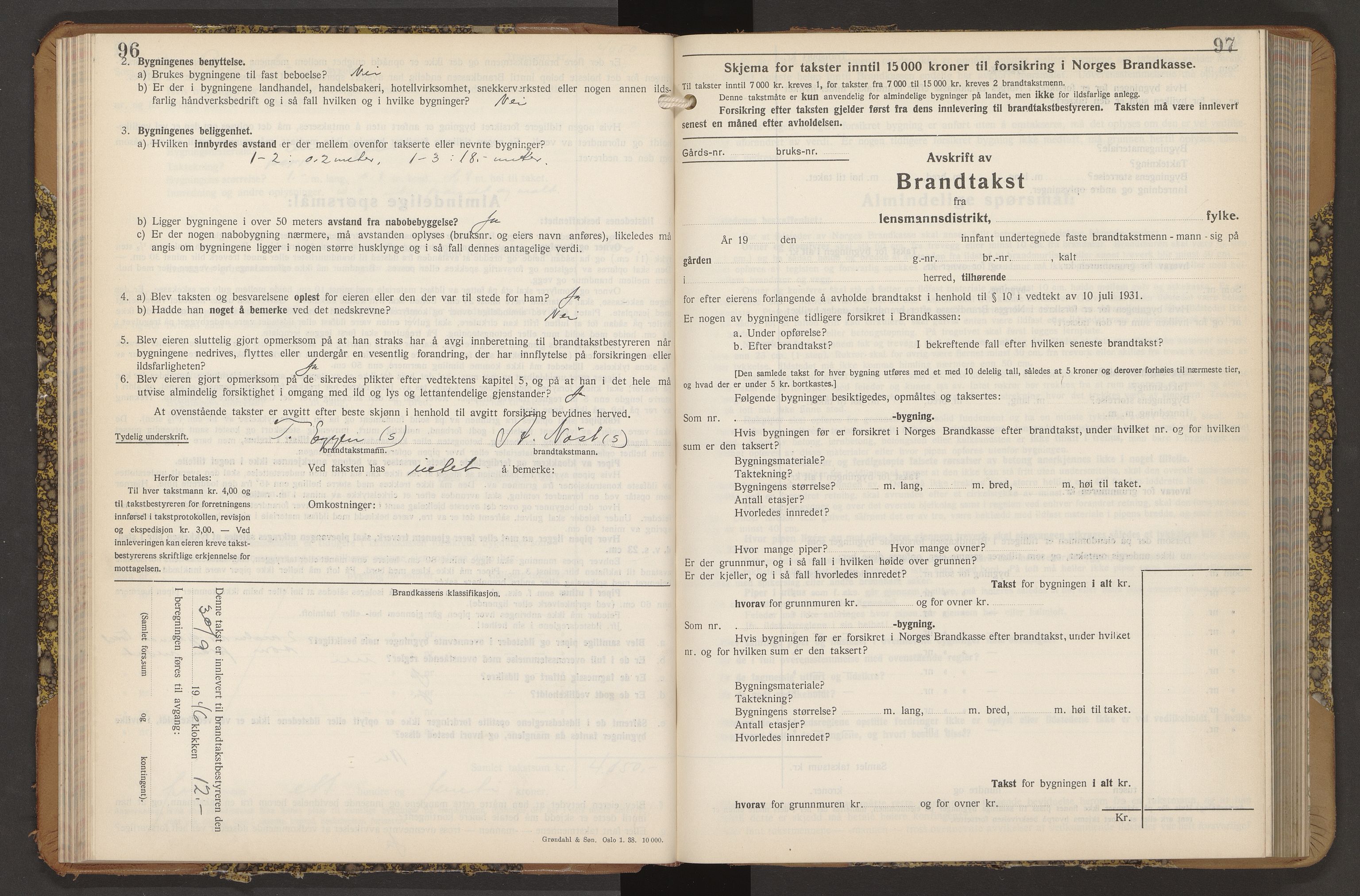 Norges Brannkasse Strinda, AV/SAT-A-5516/Fb/L0009: Branntakstprotokoll, 1940-1946, s. 96-97