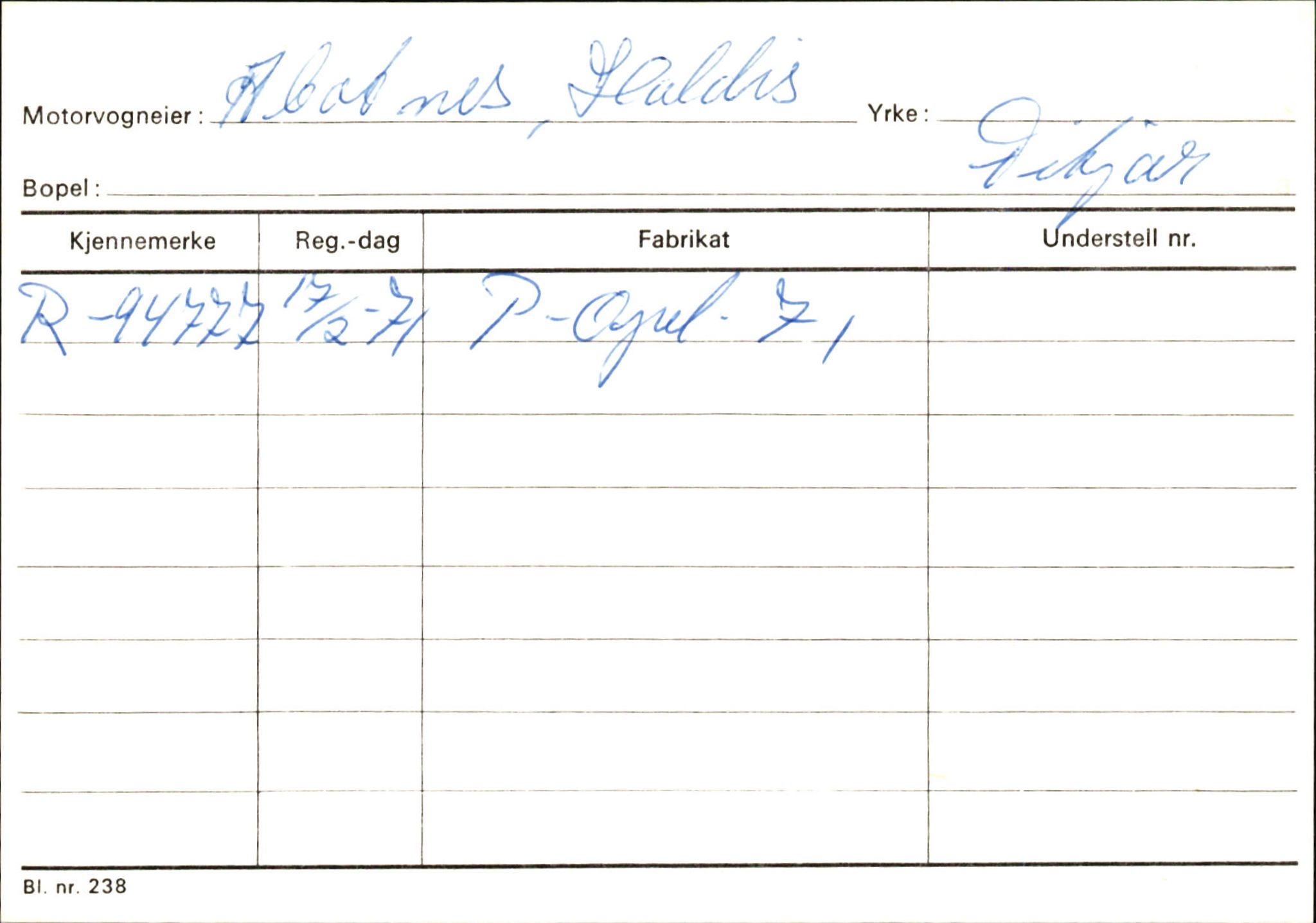 Statens vegvesen, Hordaland vegkontor, AV/SAB-A-5201/2/Ha/L0001: R-eierkort A, 1920-1971, s. 27