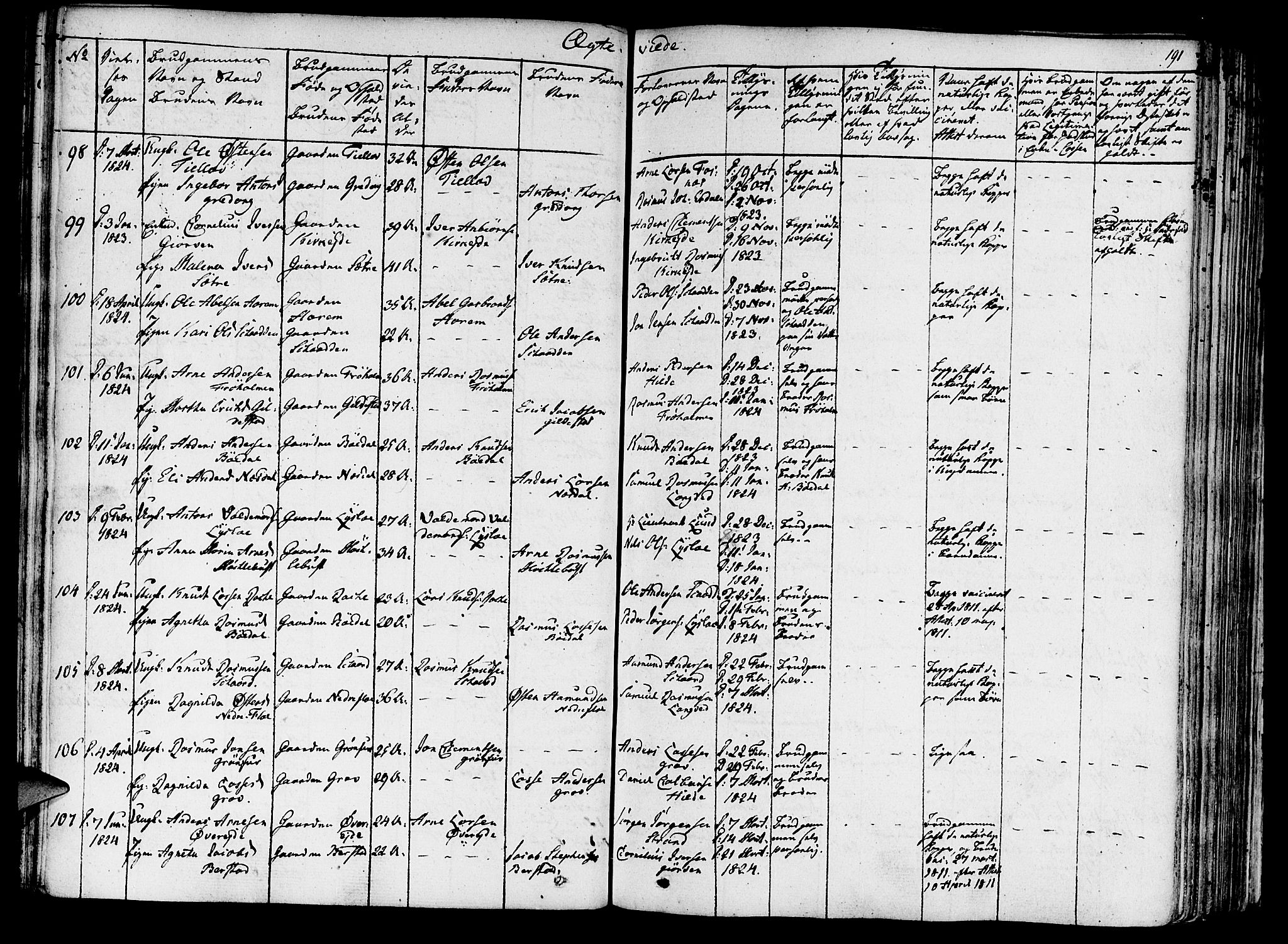 Innvik sokneprestembete, AV/SAB-A-80501: Ministerialbok nr. A 3, 1820-1832, s. 191