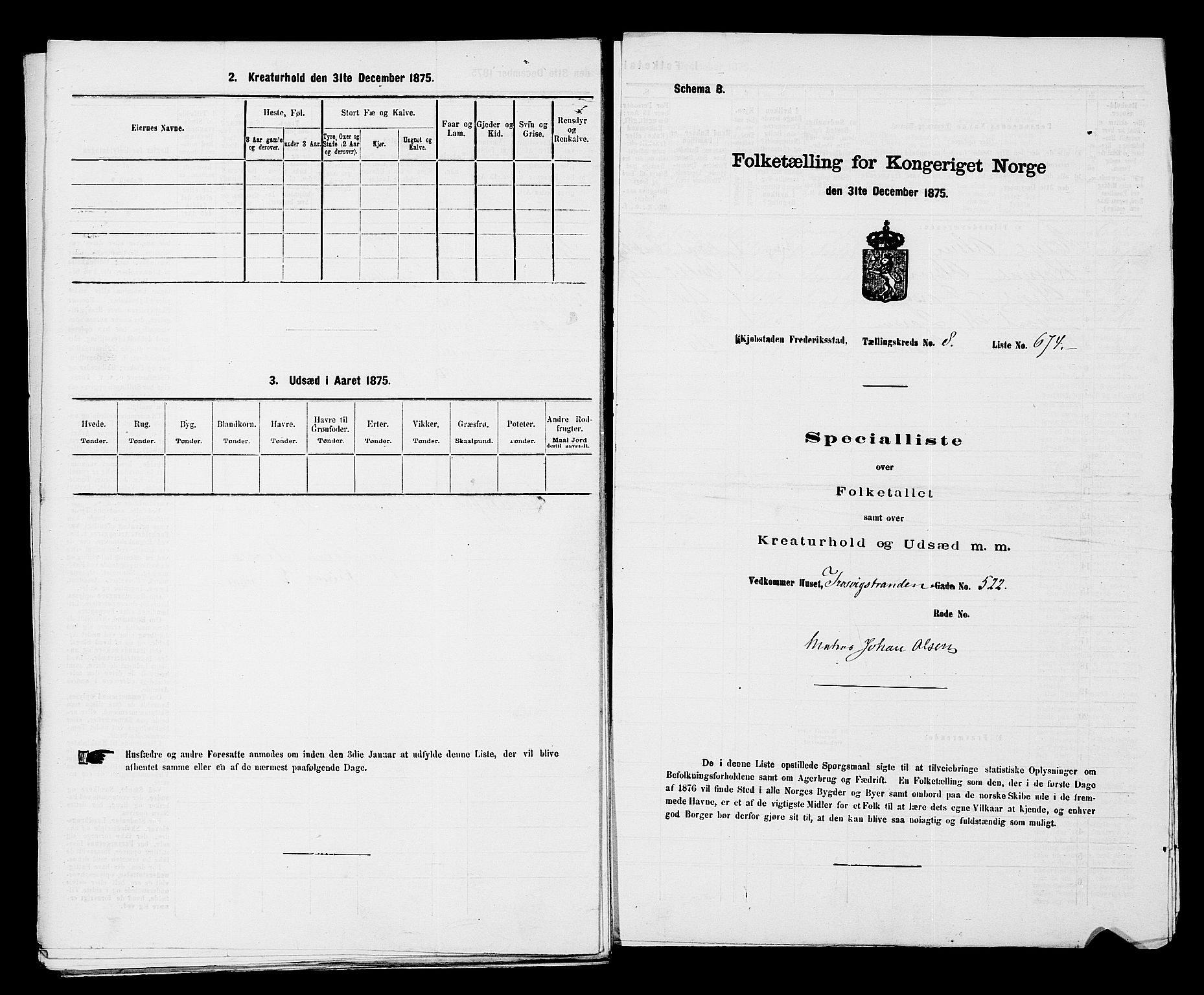 RA, Folketelling 1875 for 0103B Fredrikstad prestegjeld, Fredrikstad kjøpstad, 1875, s. 1526