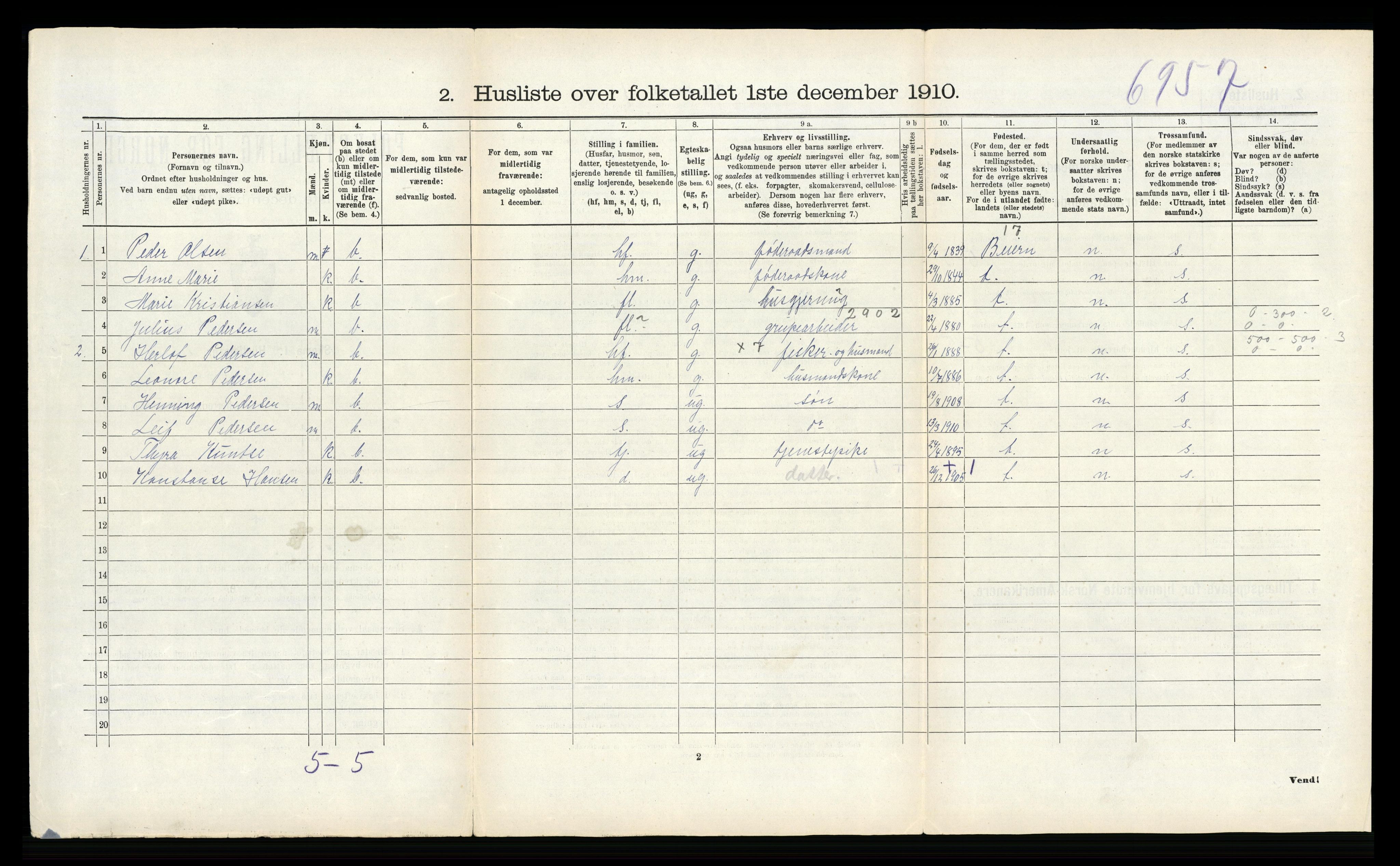 RA, Folketelling 1910 for 1859 Flakstad herred, 1910, s. 269