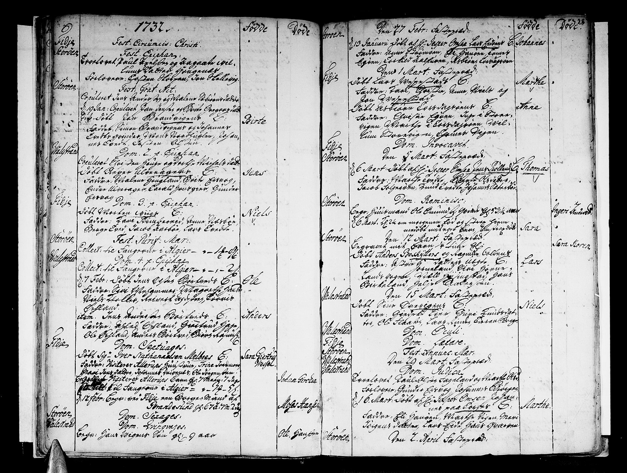 Stord sokneprestembete, SAB/A-78201/H/Haa: Ministerialbok nr. A 1, 1725-1744, s. 28
