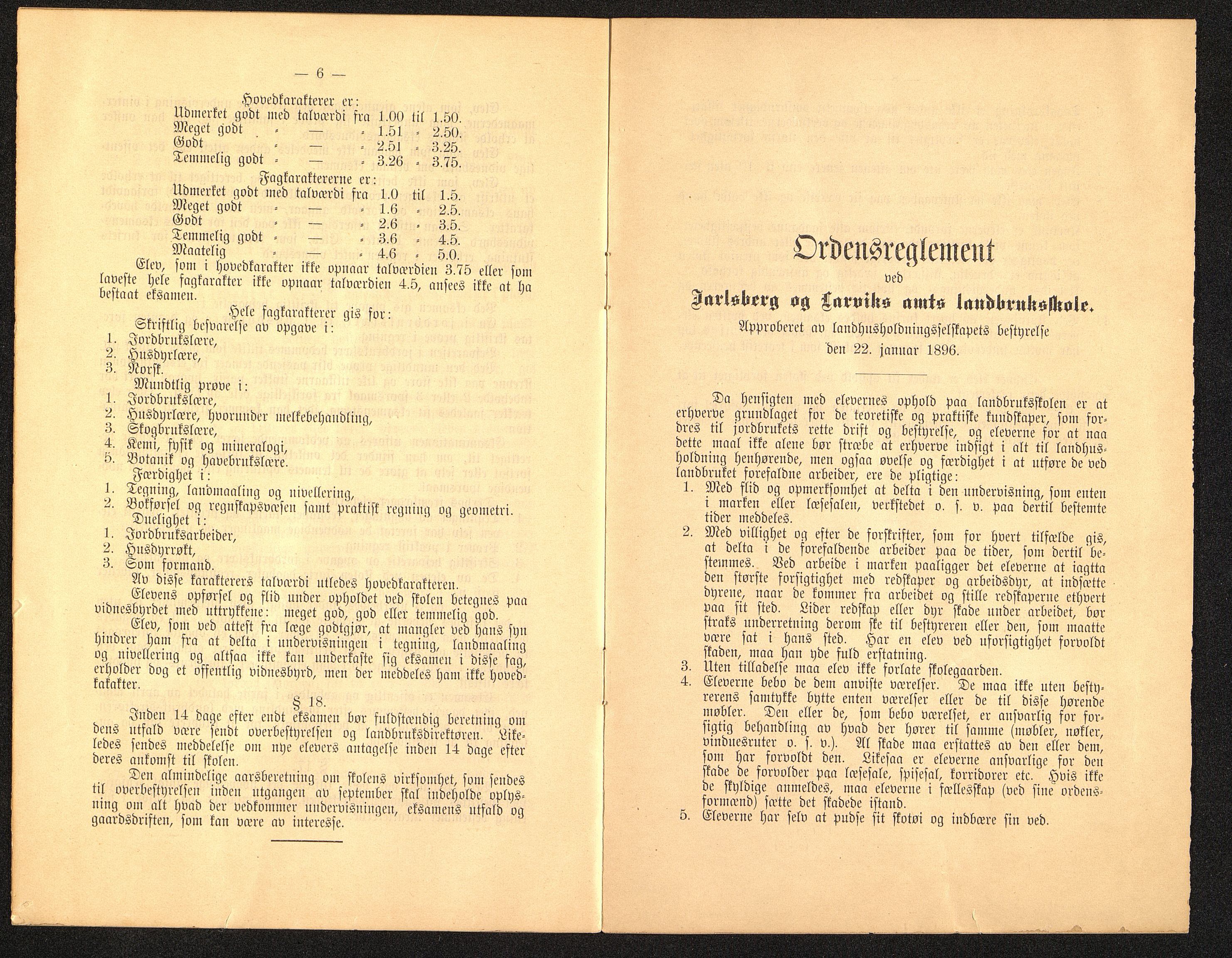 Vestfold fylkeskommune. Melsom videregående skole, VEMU/A-1064/X/L0005/0002: Egen produserte trykksaker / Plan for Jarlsberg og Laurvig samt Landbrugsskole, 1913