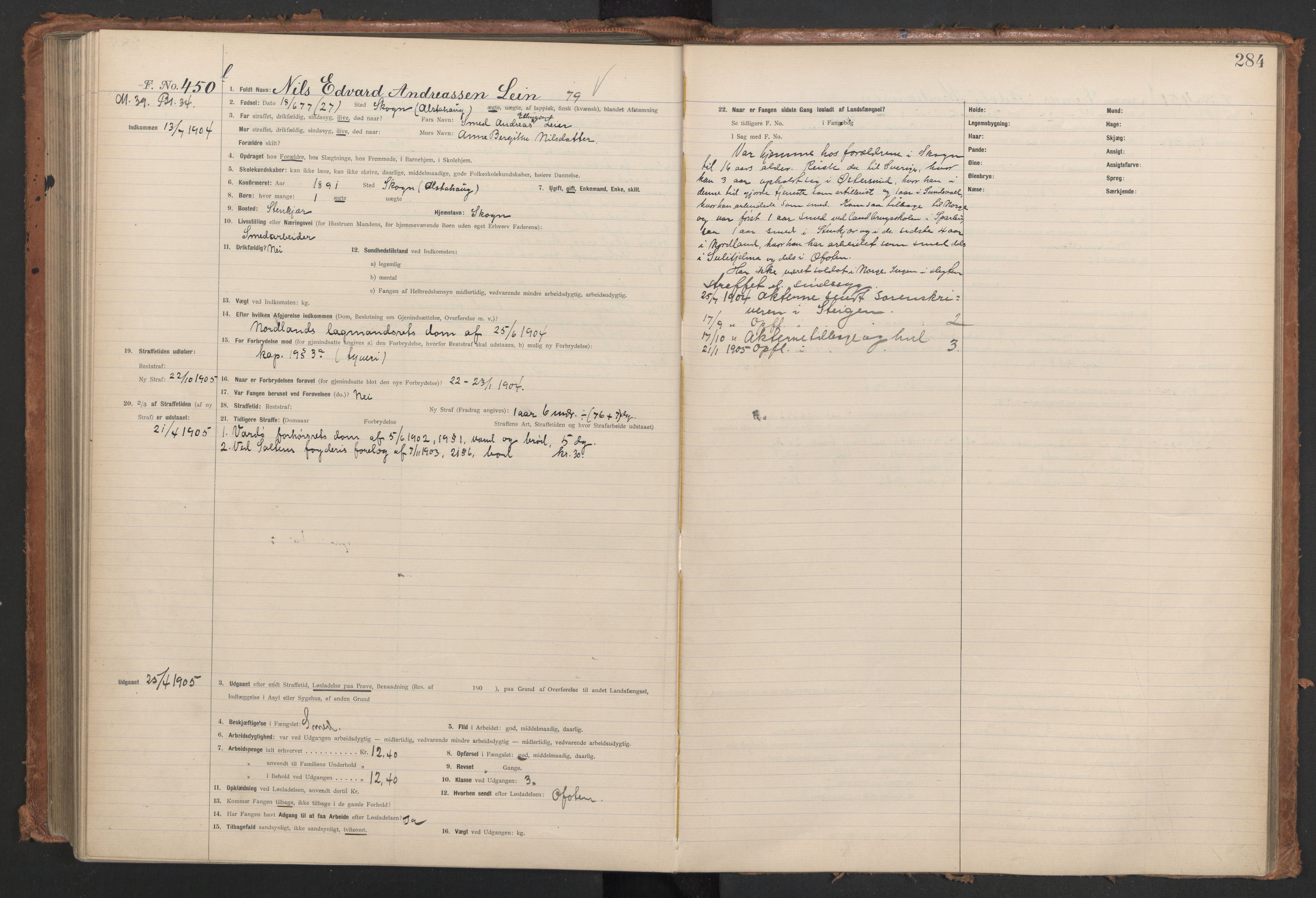 Botsfengslet, AV/RA-S-1539/D/Db/Dbb/L0038: 167l - 478l, 1903-1904, s. 284
