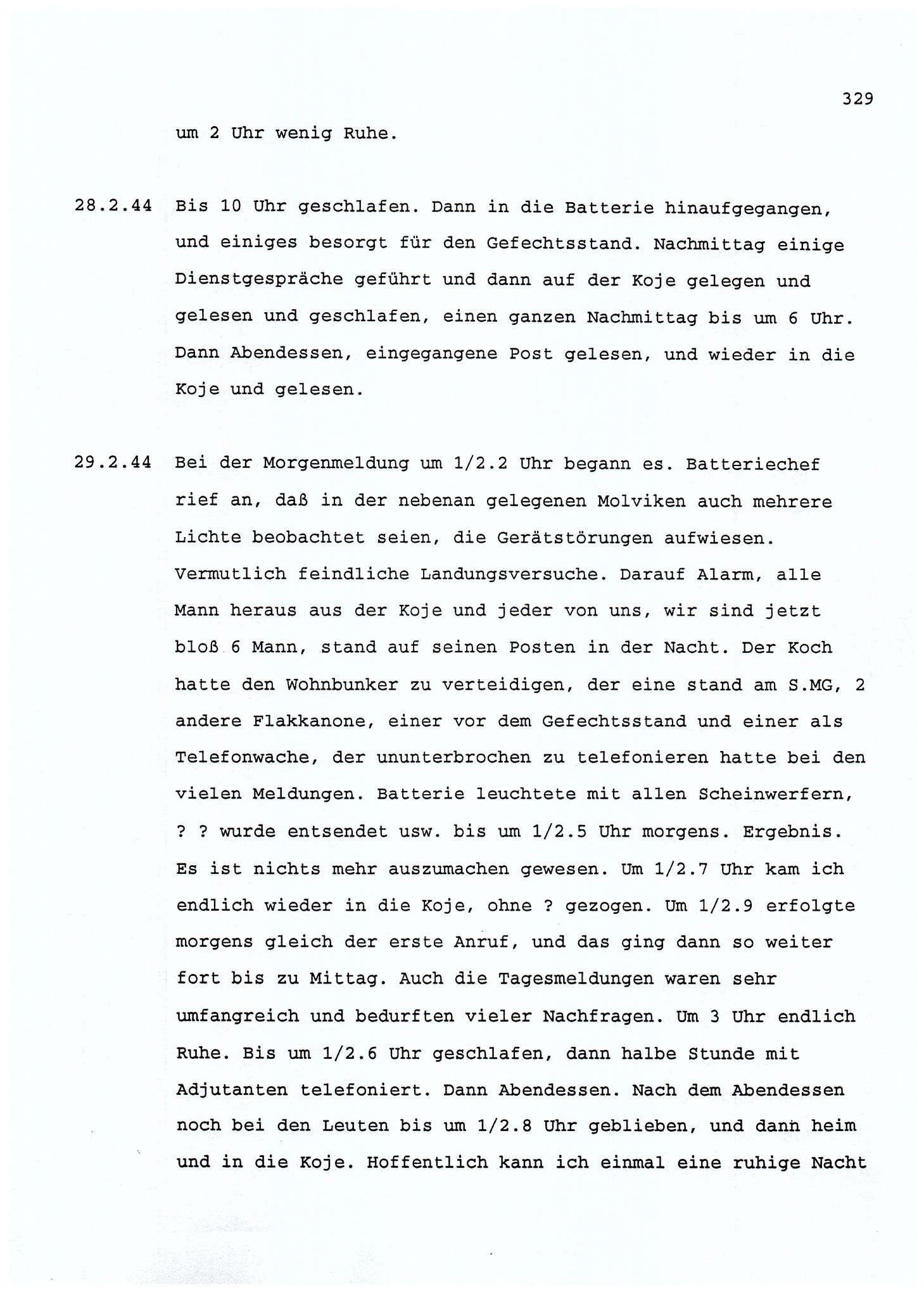 Dagbokopptegnelser av en tysk marineoffiser stasjonert i Norge , FMFB/A-1160/F/L0001: Dagbokopptegnelser av en tysk marineoffiser stasjonert i Norge, 1941-1944, s. 329