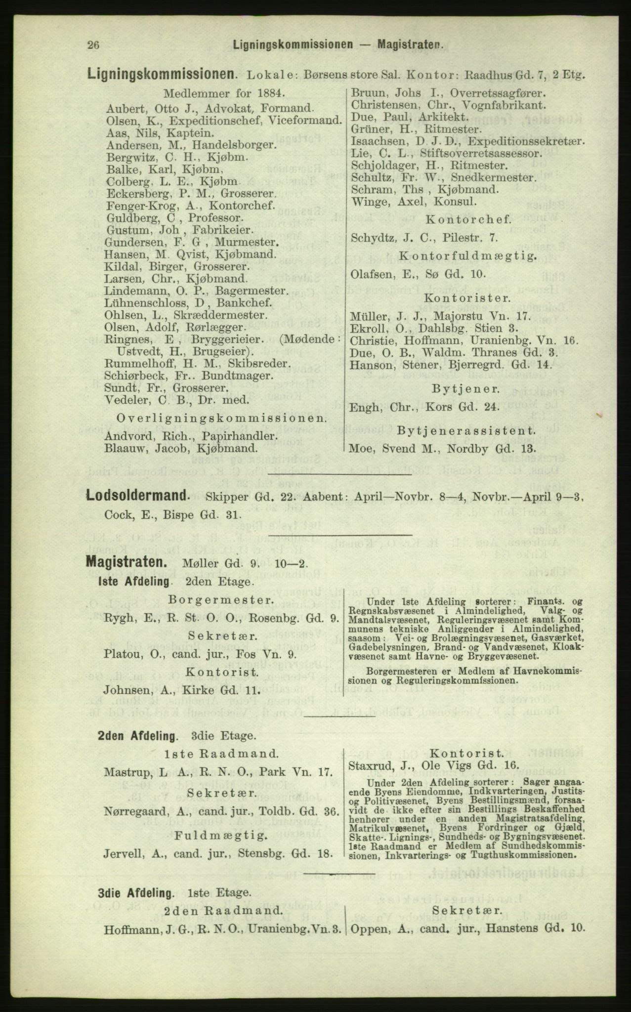 Kristiania/Oslo adressebok, PUBL/-, 1884, s. 26