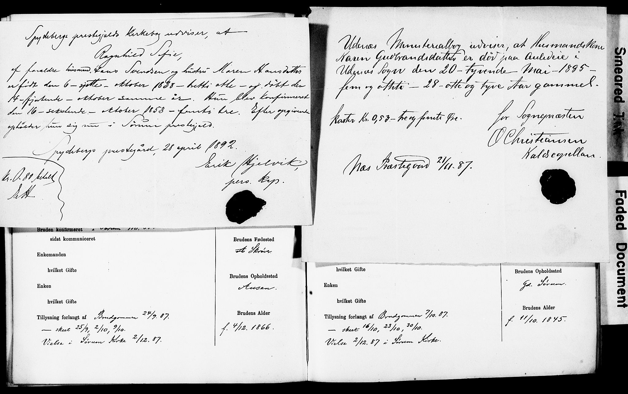 Sørum prestekontor Kirkebøker, AV/SAO-A-10303/H/Ha/L0001: Lysningsprotokoll nr. 1, 1887-1890