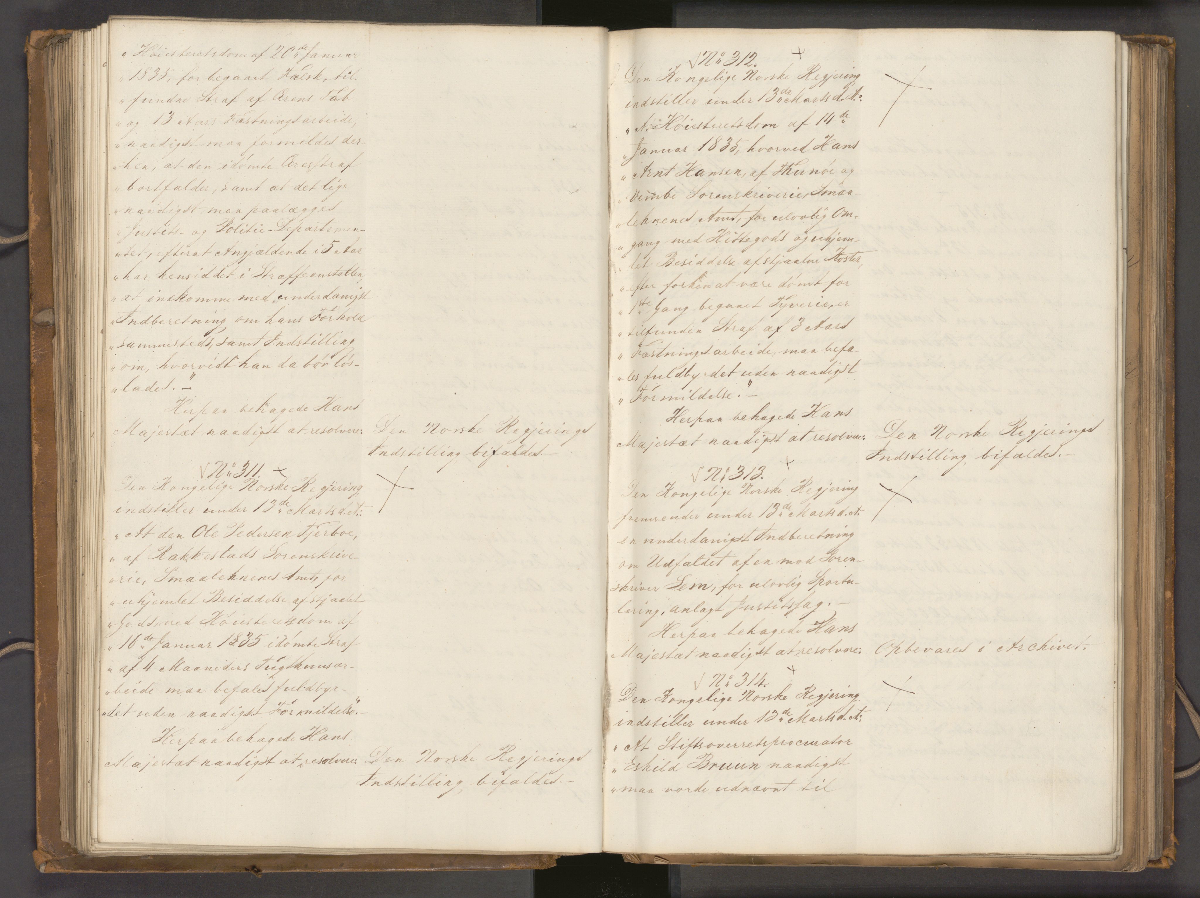 Statsrådssekretariatet, AV/RA-S-1001/A/Ab/L0040: Kgl. res. nr. 1-568, 1. halvår, 1835