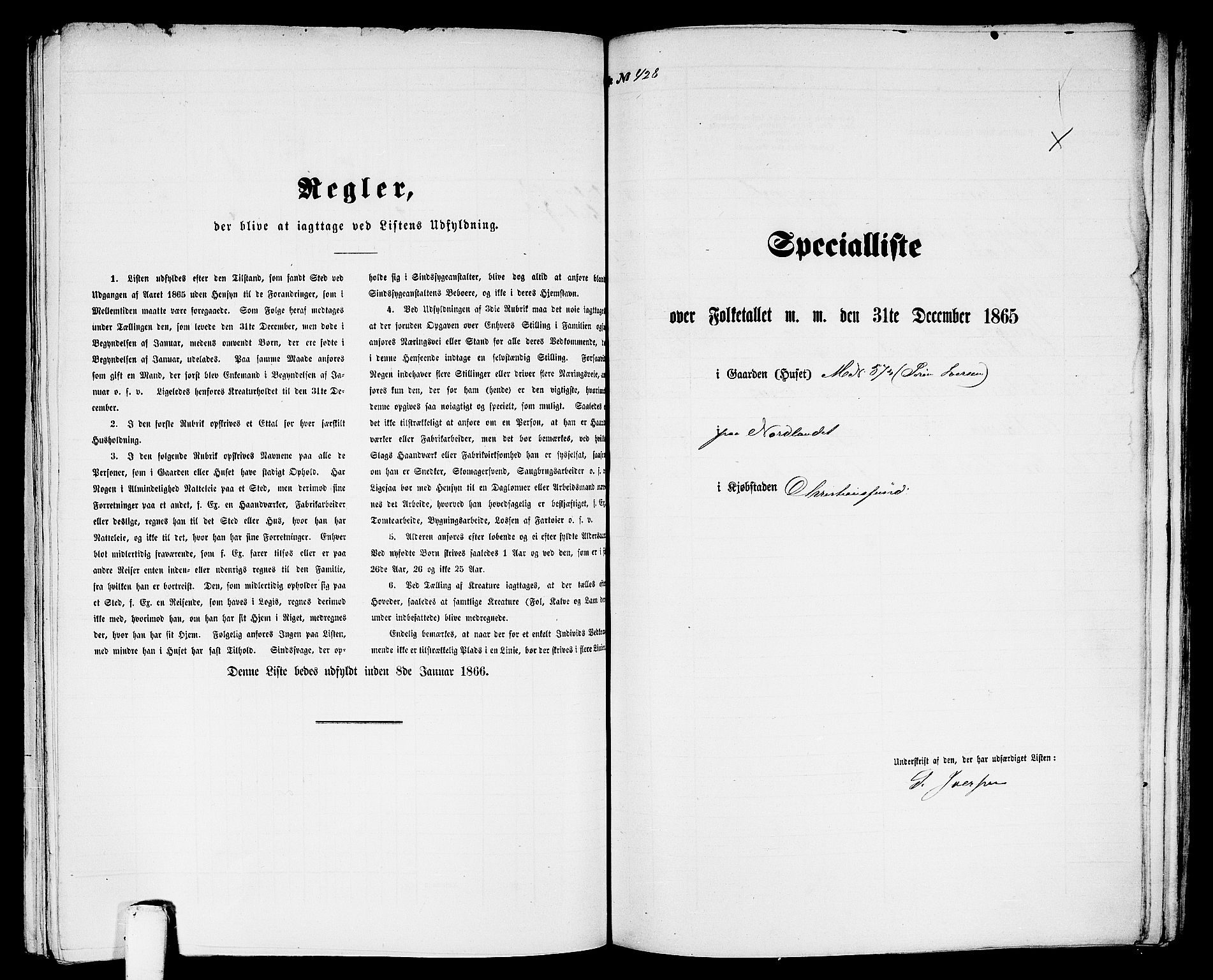 RA, Folketelling 1865 for 1503B Kristiansund prestegjeld, Kristiansund kjøpstad, 1865, s. 871