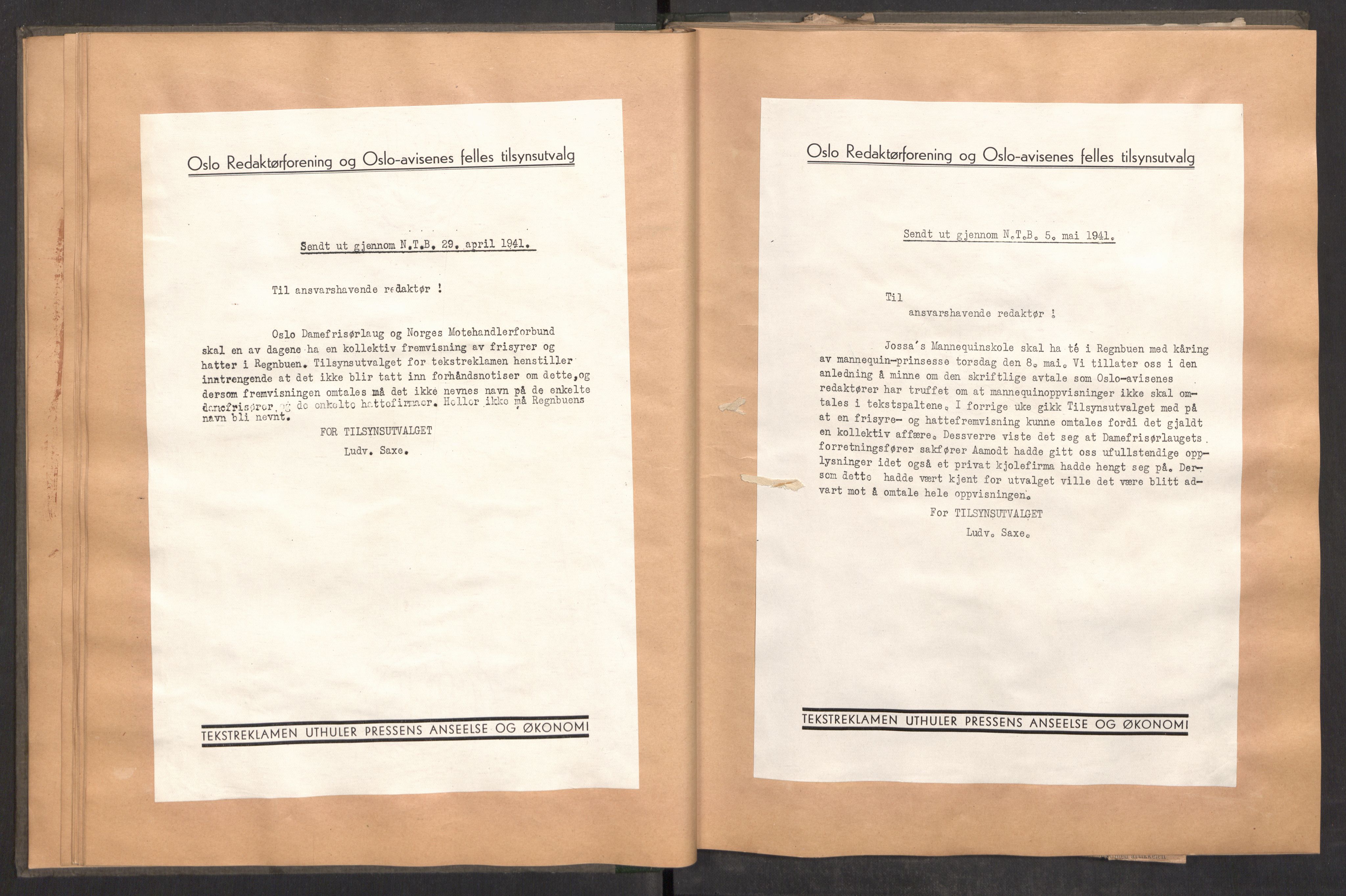 Tekstreklameutvalget, AV/RA-PA-0854/A/Aa/L0004: Kvartalsrapporter om virksomheten, 1940-1951